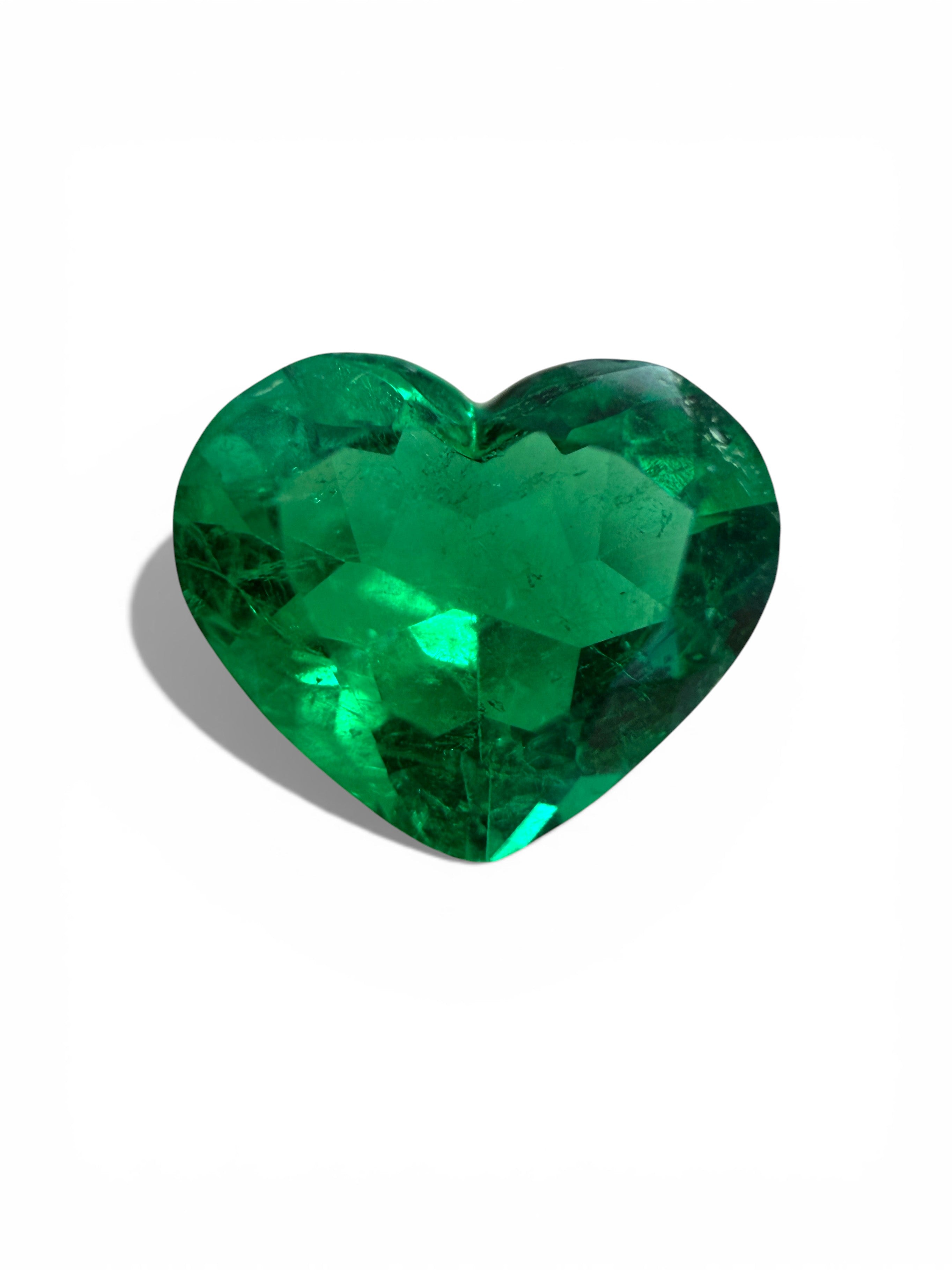 1.08 Carat 6.7x7.8 AAA+ Old Mine Muzo Green Natural Loose Colombian Emerald-Heart Cut