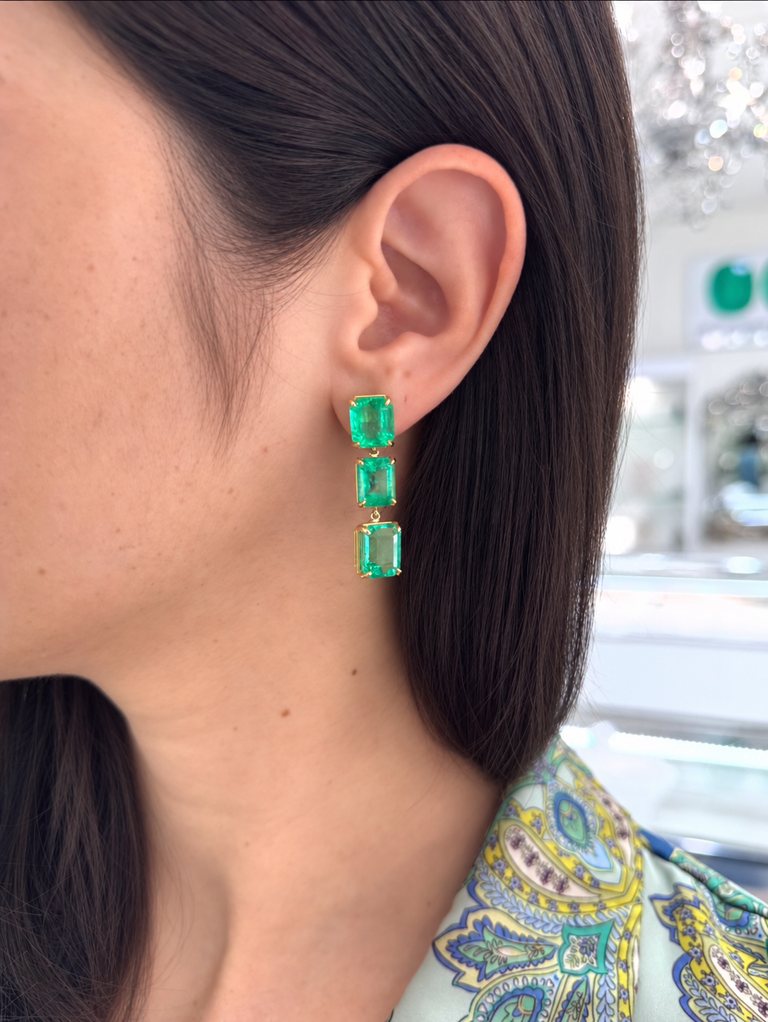24.65tcw 18K Natural Colombian Emerald Drop & Dangle Earrings