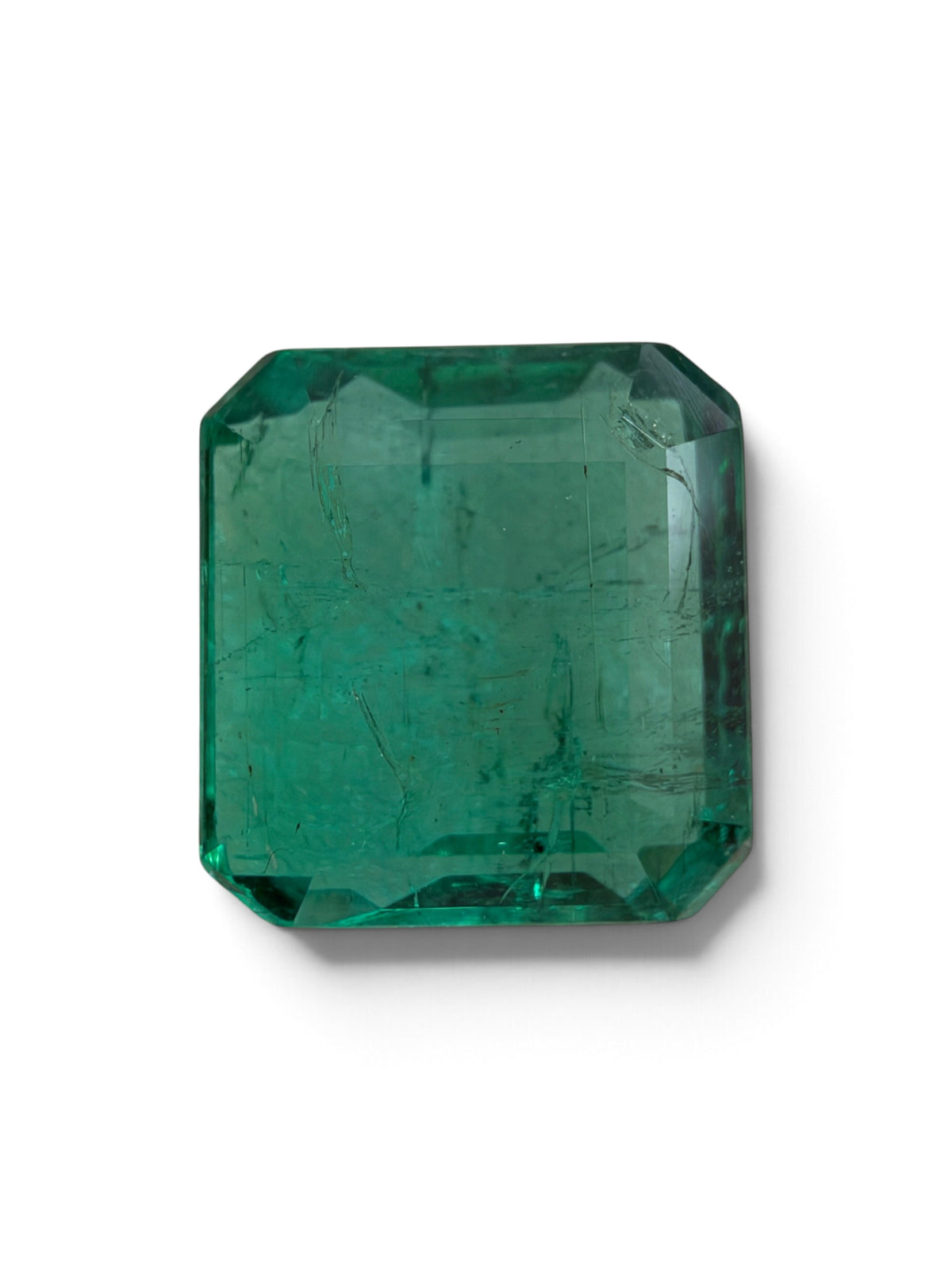 3.50 carat 9x9 Crystal Clear Vivid Deep Bluish Green Loose Natural Emerald- Asscher Cut
