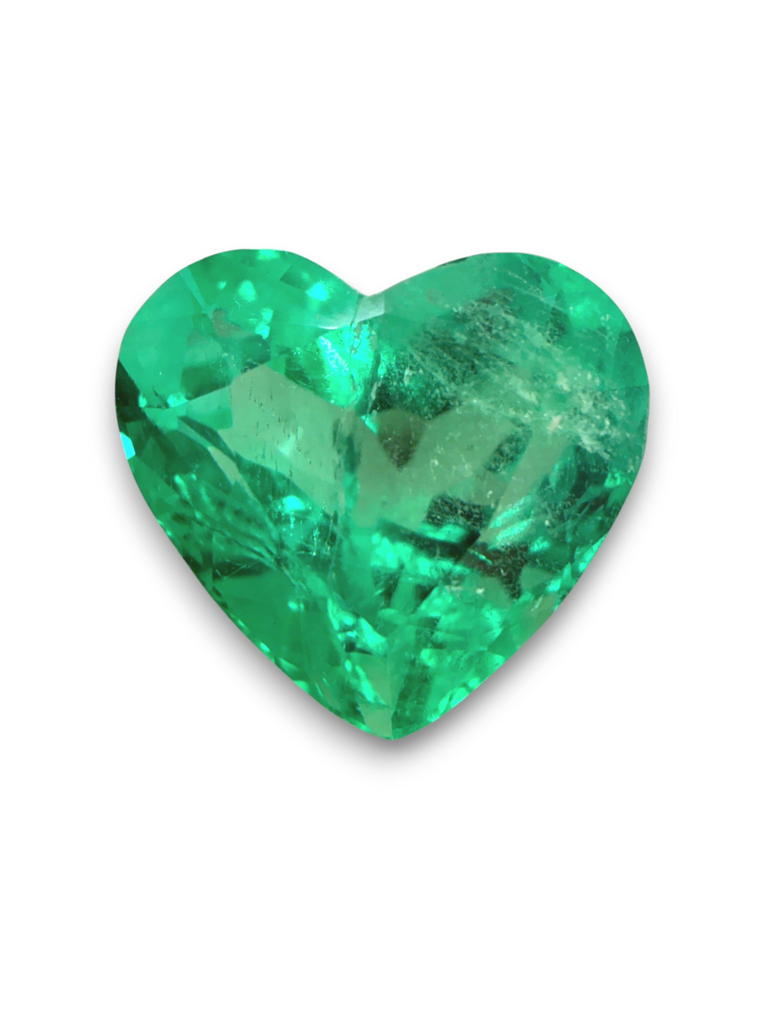 4.83 Carat 10x11 Glowing Electric Green Natural Loose Colombian Emerald-Heart Cut