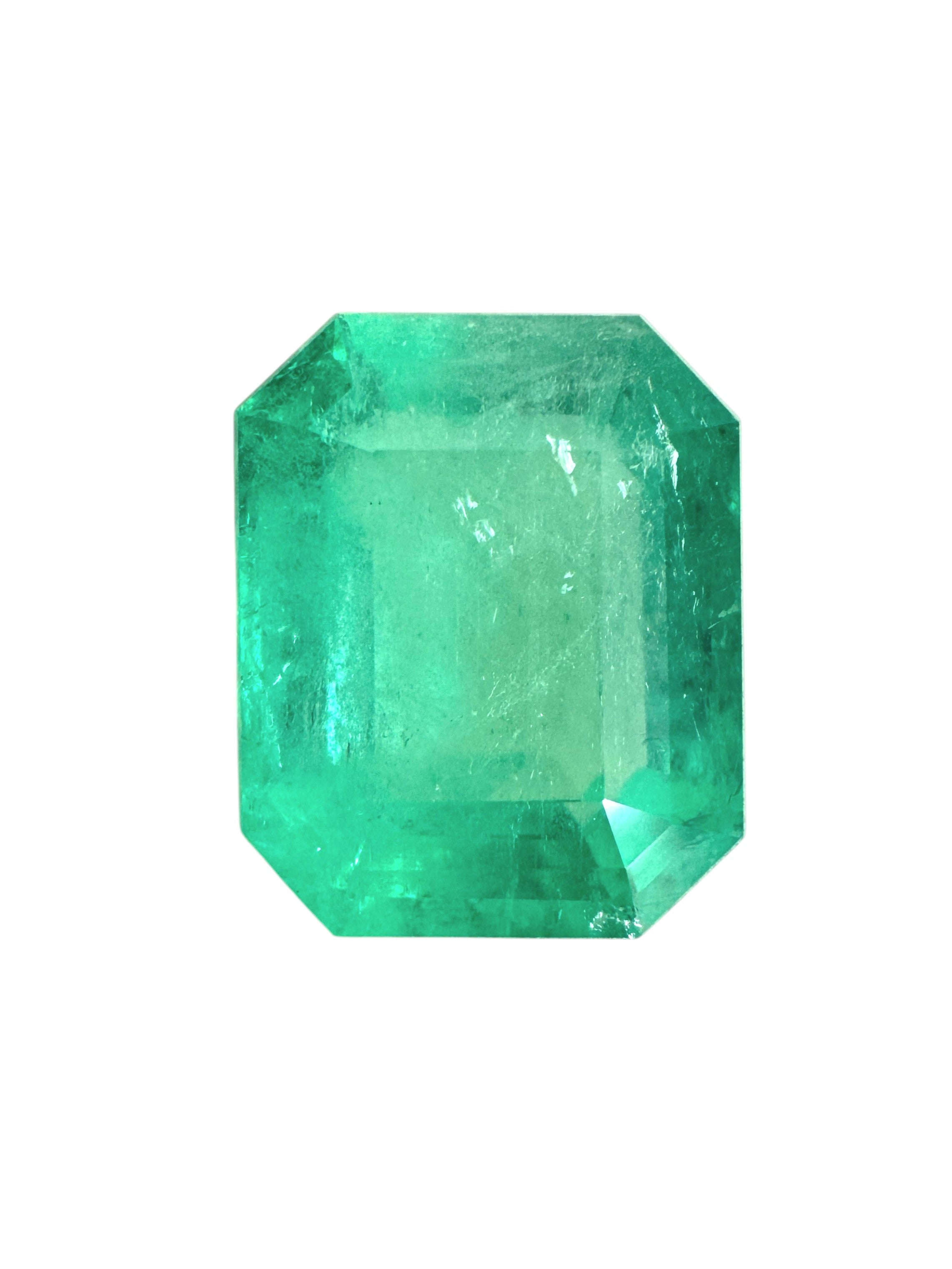 4.96 Carat 11x9 Medium Bluish Green Natural Loose Colombian Emerald-Classic Emerald Cut