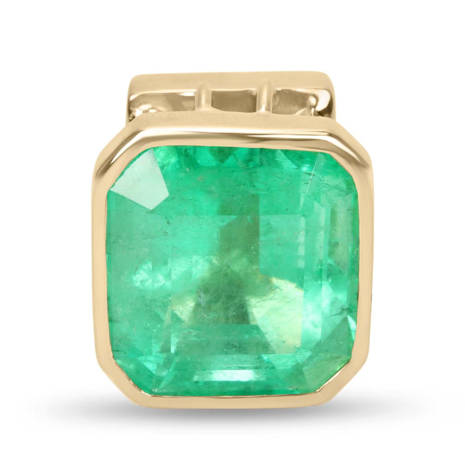 5.0 Carat Contemporary Modern Bezel Asscher Emerald Necklace 14K