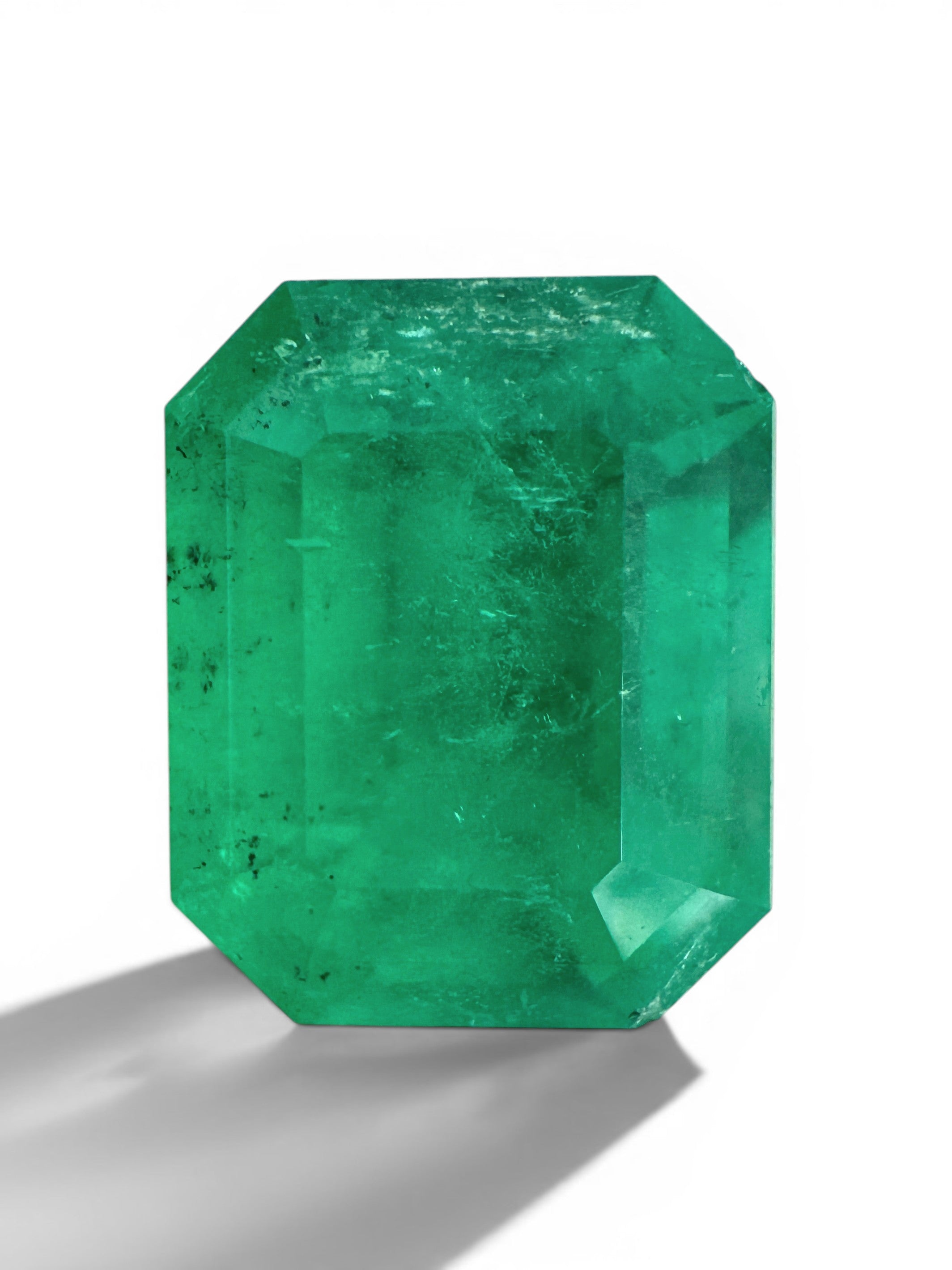 5.17 Carat 11x9 Silky Green Natural Loose Colombian- Emerald Cut