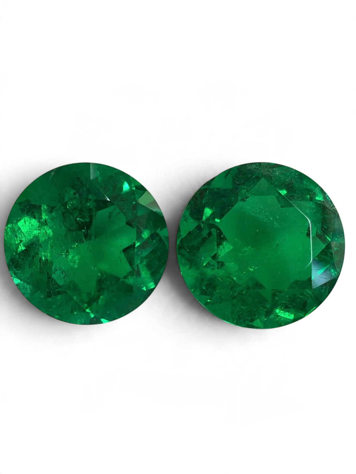 7.31tcw 9x9 AAA+ RARE Matching Vivid Green Natural Round Loose Colombian Emeralds