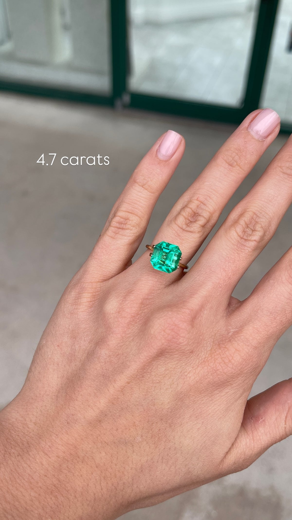 Luminous 4.75 carat 10x10mm Colombian emerald loose gemstone with Asscher cut and clipped corners, by JR Colombian Emeralds.