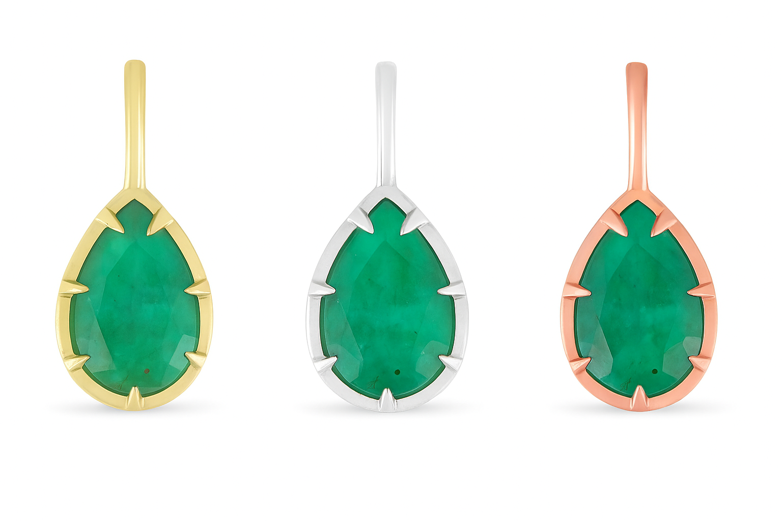 2.30 Carat Teardrop Emerald Solitaire Pendant 14K