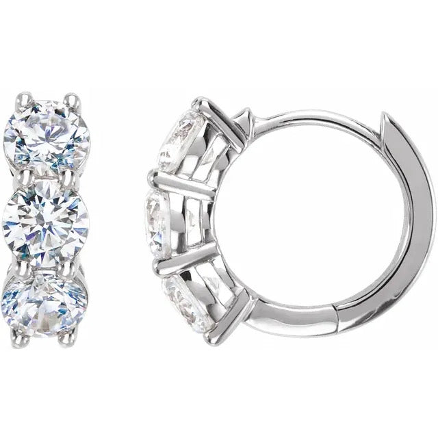 MJ 2.65tcw Huggie Emerald Earrings 14K White Gold