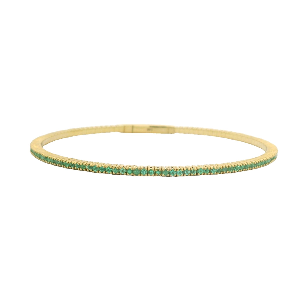 1.10tcw 14K Petite Stacking Round Cut Emerald Tennis Bracelet