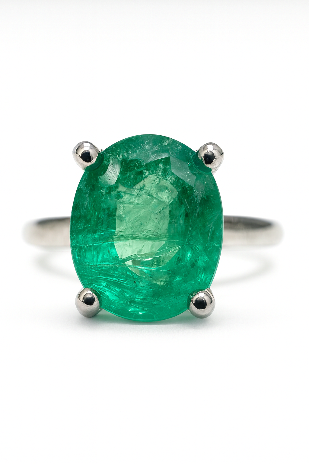 2.05ct 18K Natural Oval Cut Emerald Solitaire Gold Ring - JR Colombian Emeralds