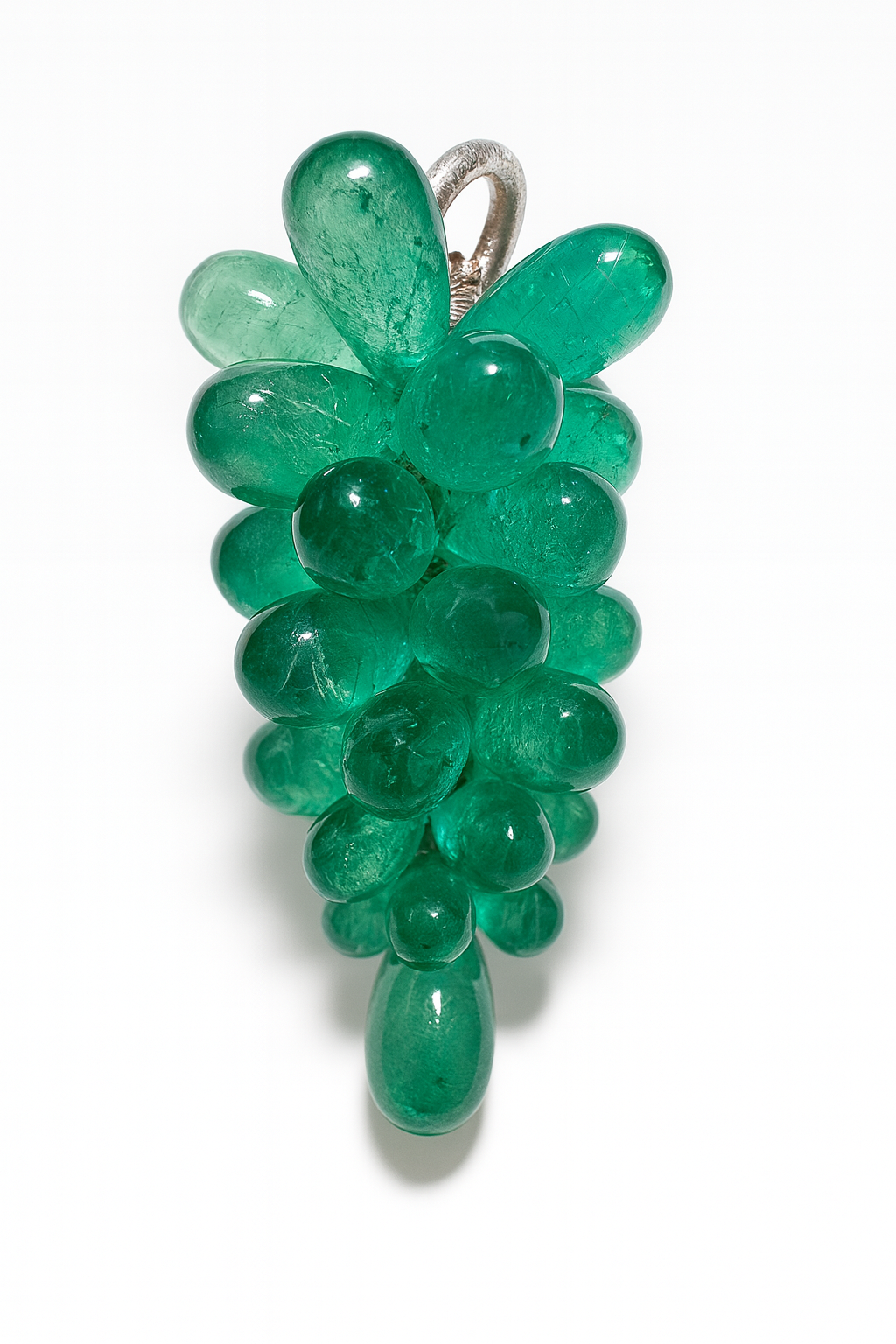 13tcw Emerald Grape Bunch 14K White Gold Necklace