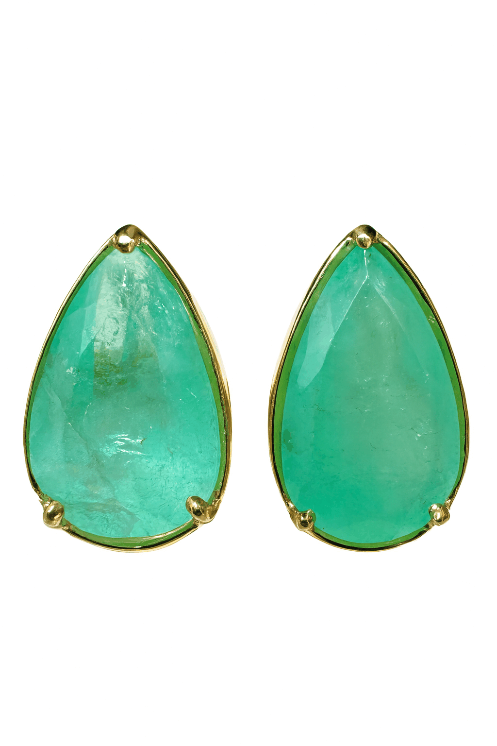 11.51tcw XL Earthy Colombian Emerald Three Prong Studs 14K