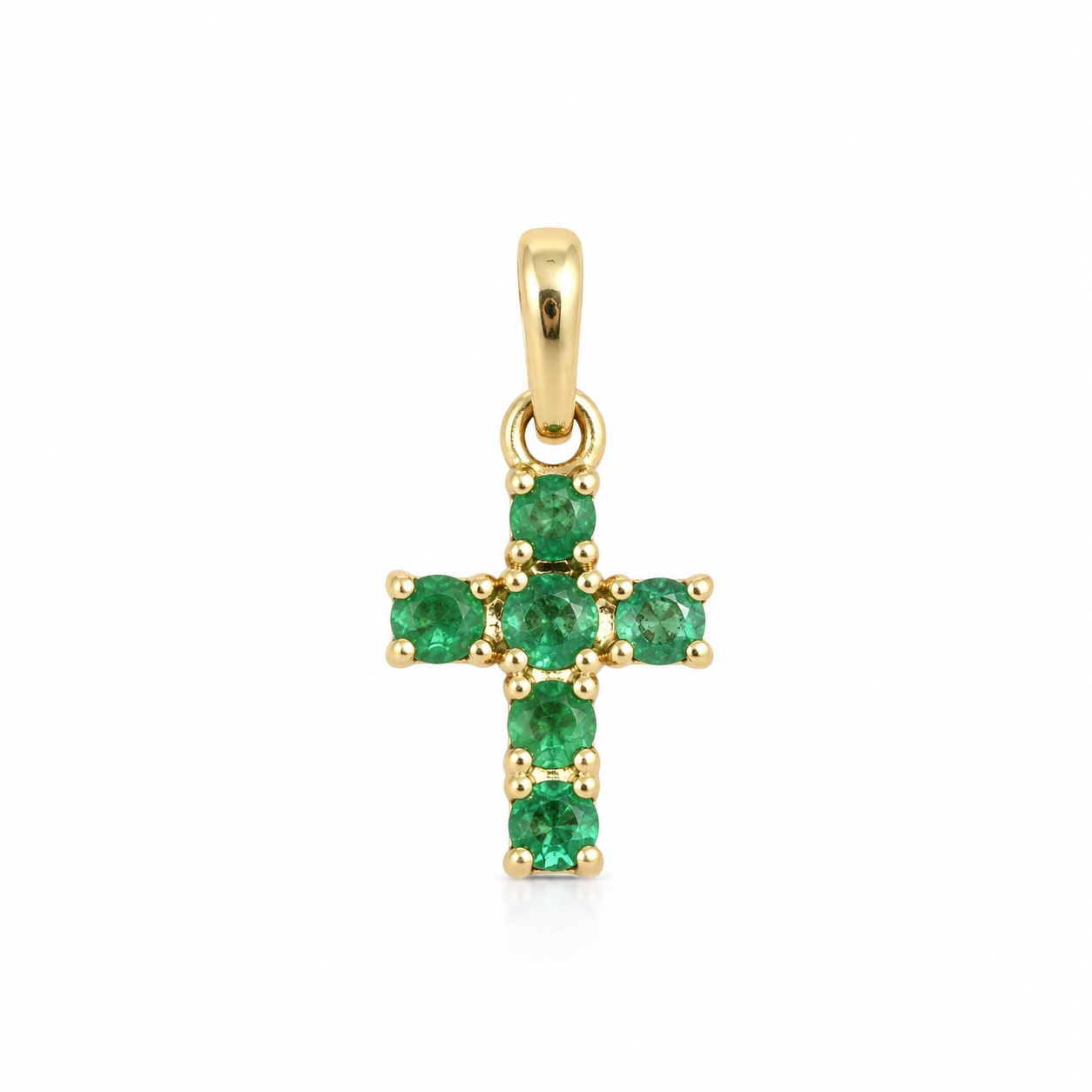 0.24tcw Petite Emerald Cross Necklace 14K