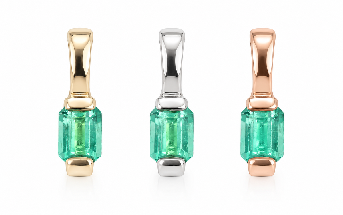 0.65 Carat Minimalist Dainty and Contemporary Half Bezel Pendant 14K