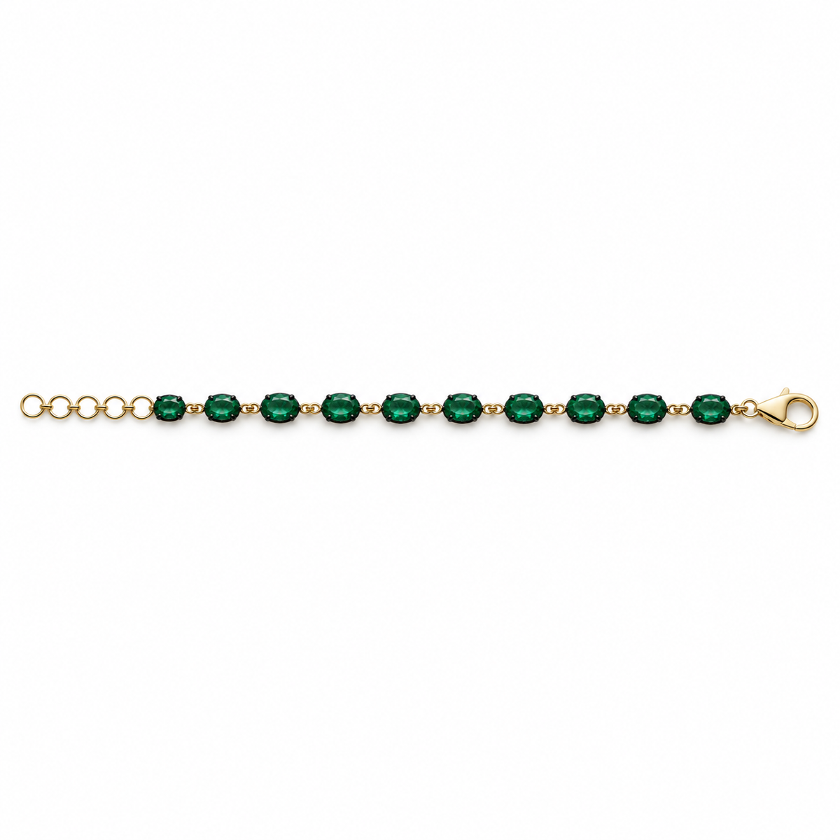 3.22tcw 14K Georgian Style Oval Emerald Tennis Bracelet with Black Rhodium