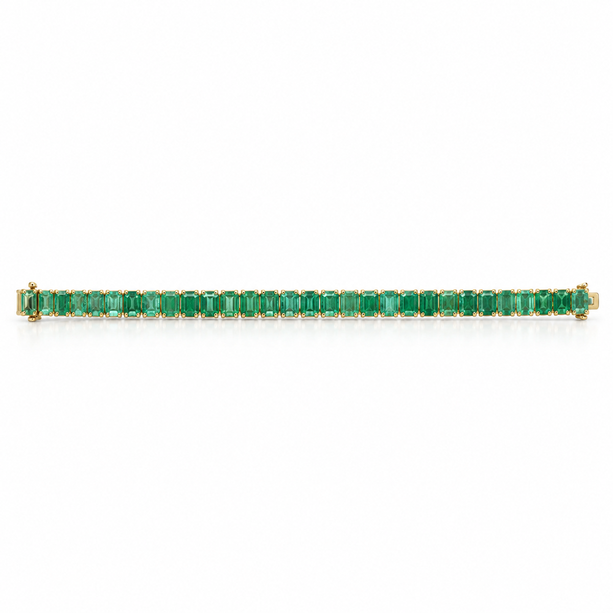 17.20tcw Natural Emerald Cut Emerald Tennis Bracelet- 7 Inches