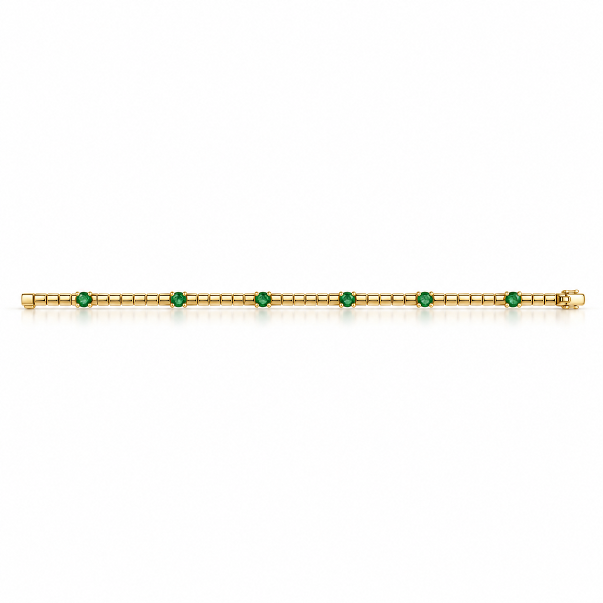 0.82tcw 14K Natural Medium Green Emerald Gold Bracelet 6.5"