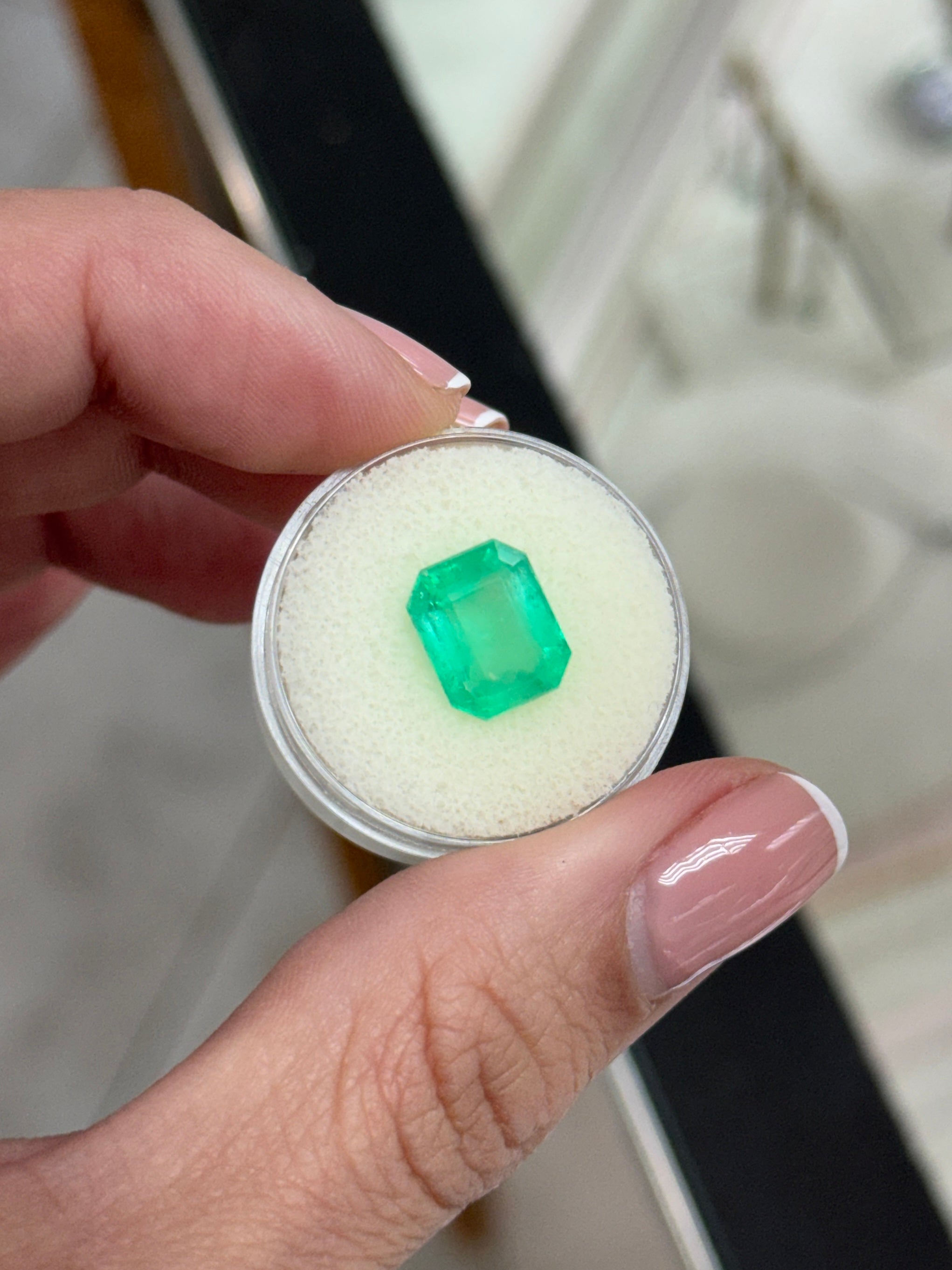 4.96 Carat 11x9 Medium Bluish Green Natural Loose Colombian Emerald-Classic Emerald Cut
