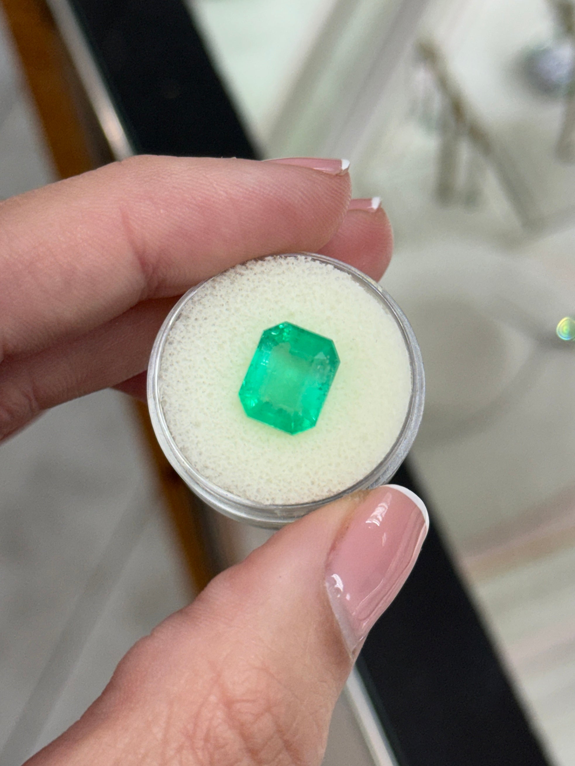 4.96 Carat 11x9 Medium Bluish Green Natural Loose Colombian Emerald-Classic Emerald Cut