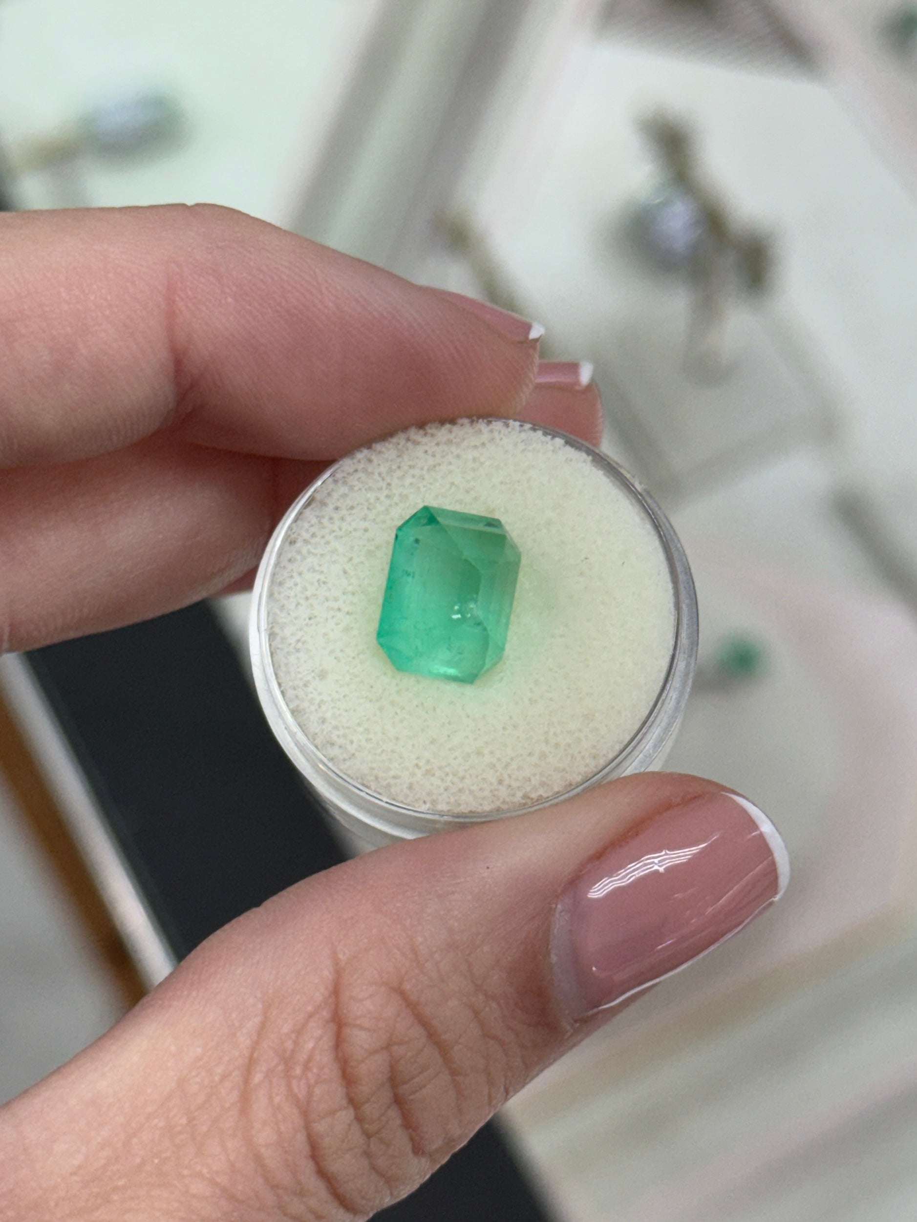 4.96 Carat 11x9 Medium Bluish Green Natural Loose Colombian Emerald-Classic Emerald Cut