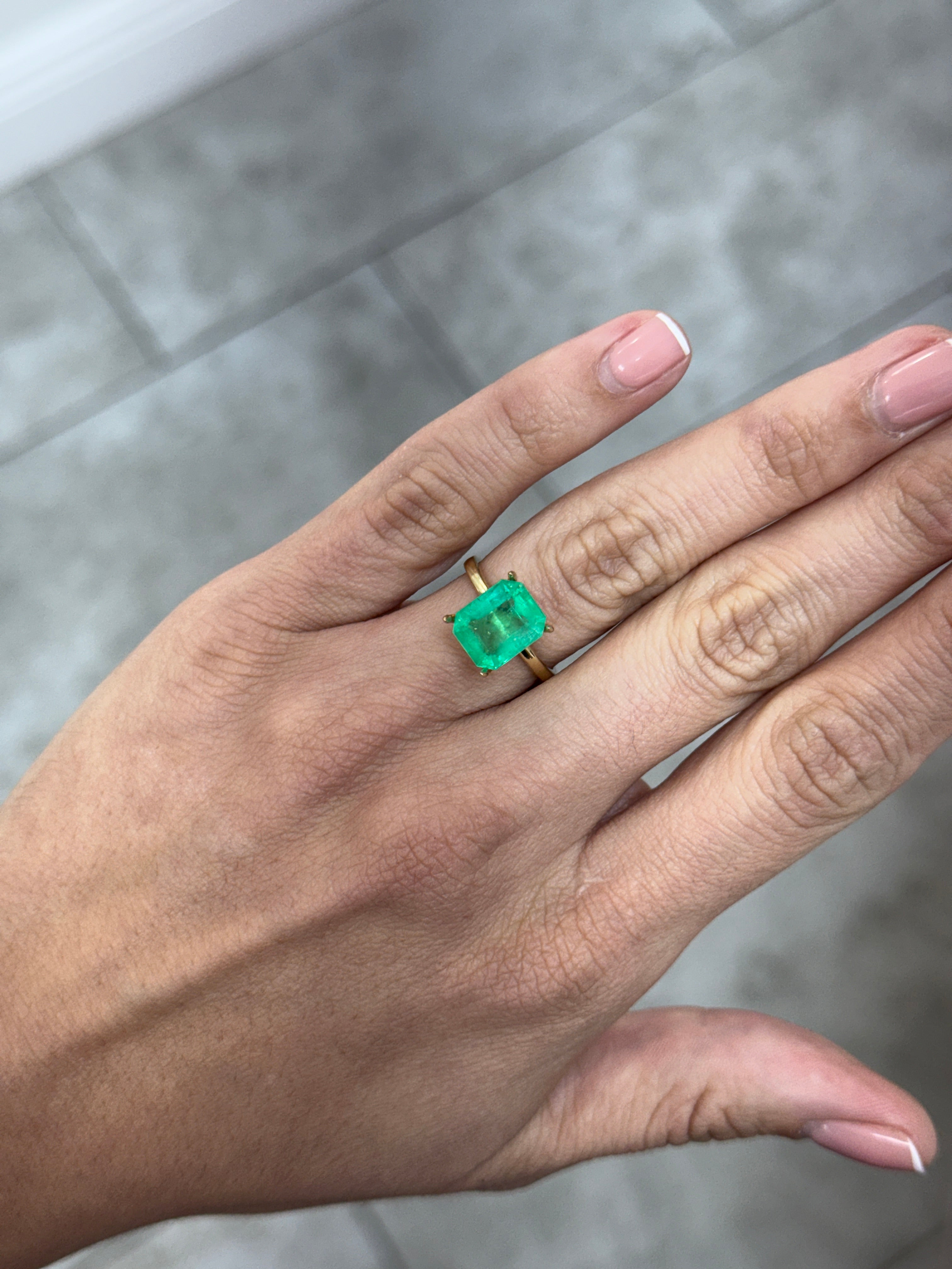 4.96 Carat 11x9 Medium Bluish Green Natural Loose Colombian Emerald-Classic Emerald Cut