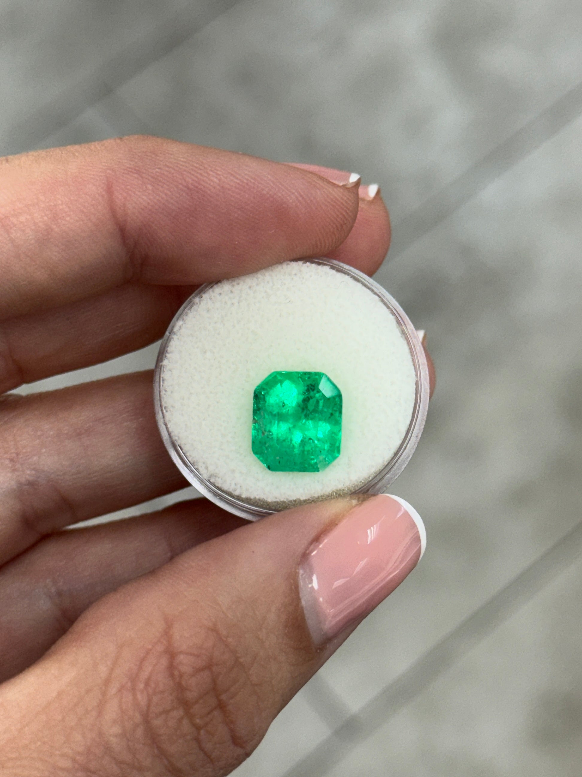 5.08 Carat 11x9.5 Chunky 1.20 Ratio Glowing Colombian Emerald-Emerald Cut