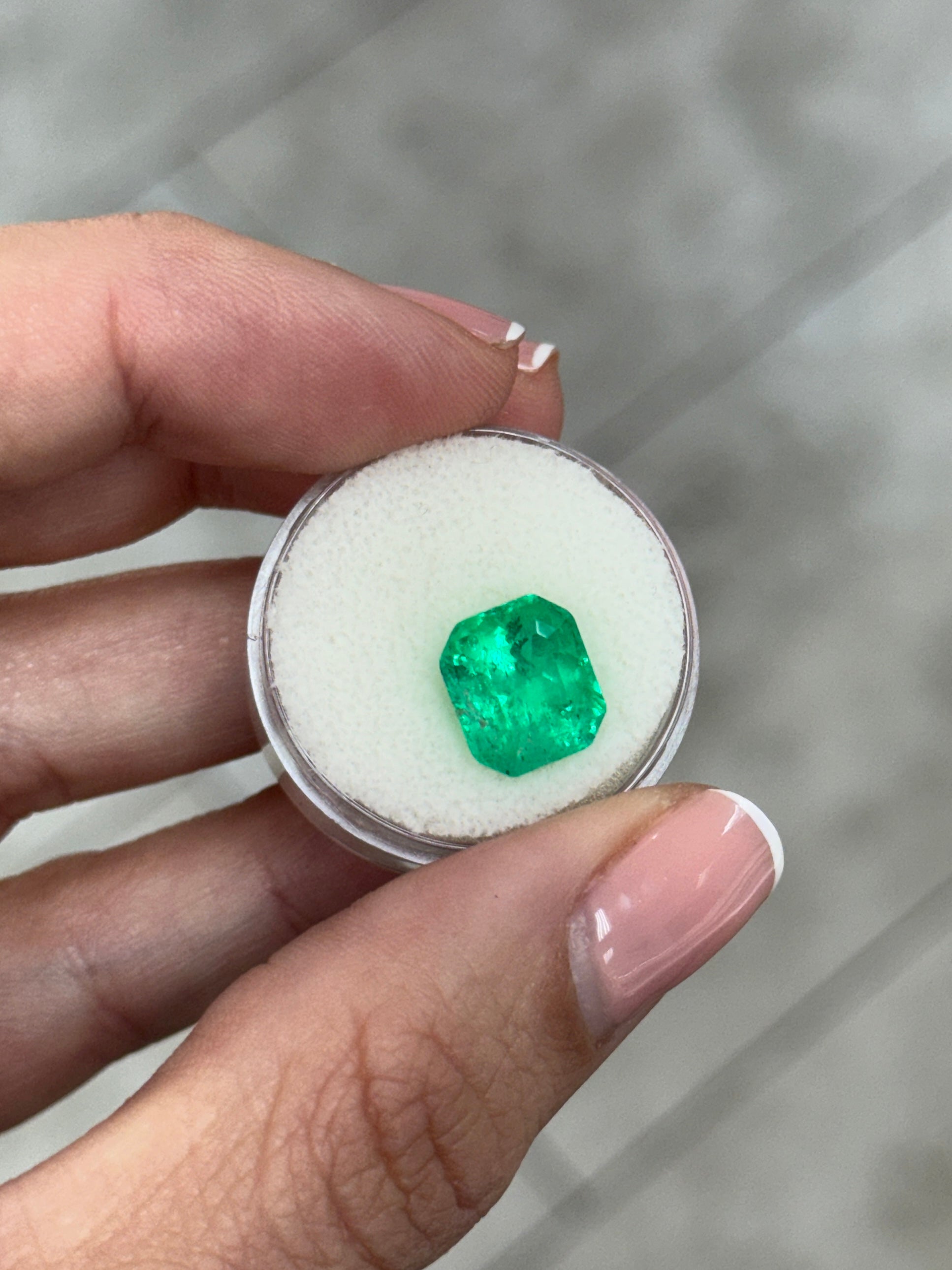 5.08 Carat 11x9.5 Chunky 1.20 Ratio Glowing Colombian Emerald-Emerald Cut