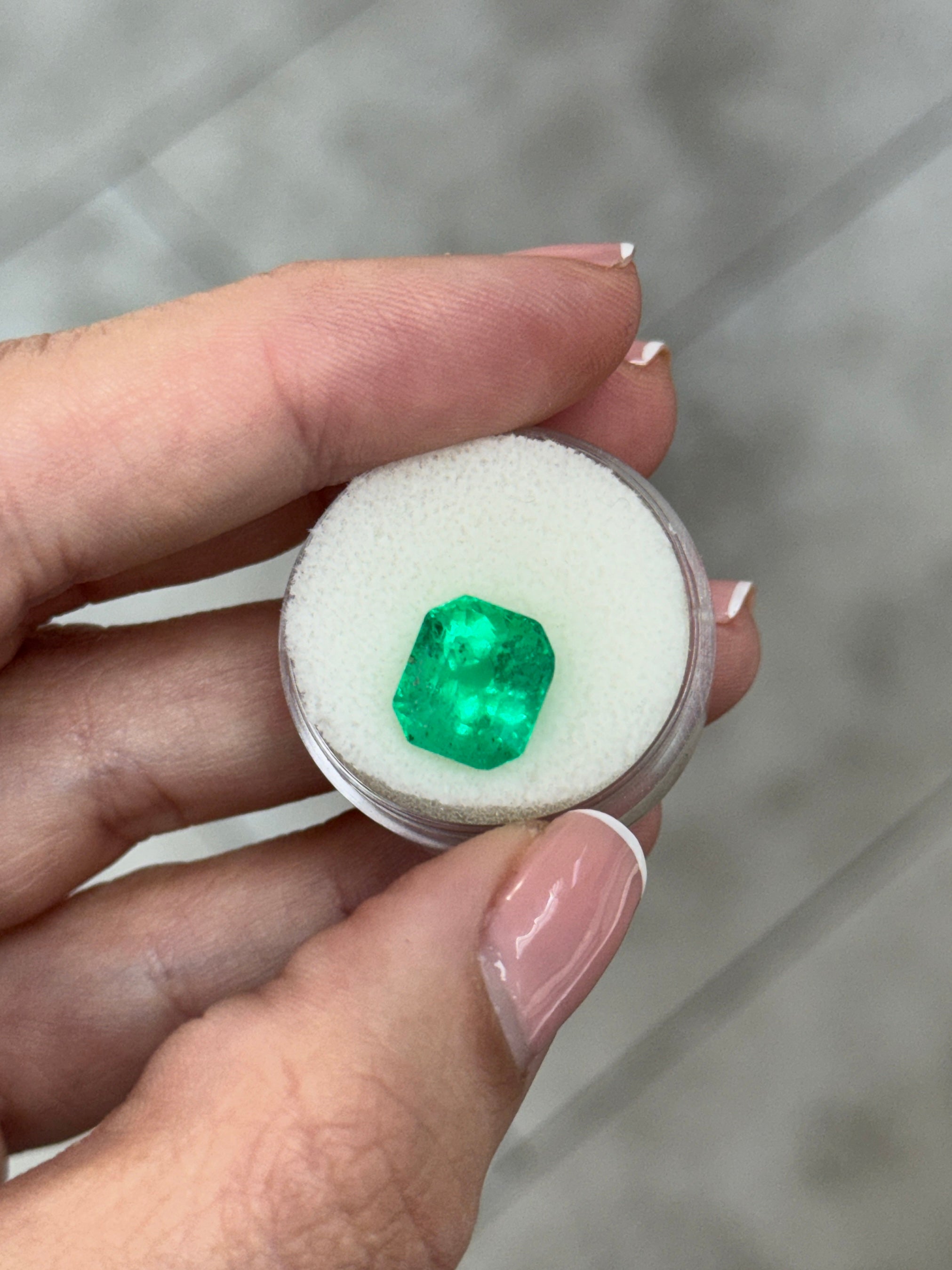 5.08 Carat 11x9.5 Chunky 1.20 Ratio Glowing Colombian Emerald-Emerald Cut
