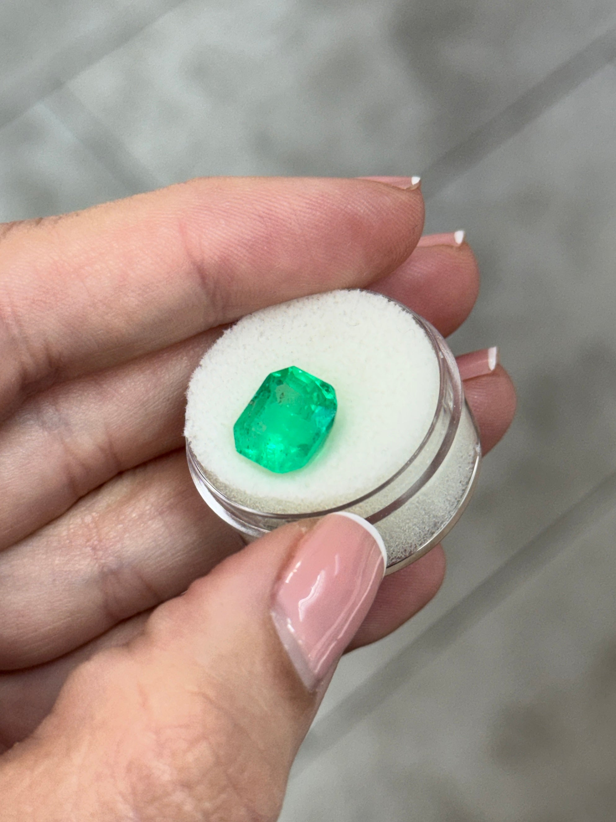 5.08 Carat 11x9.5 Chunky 1.20 Ratio Glowing Colombian Emerald-Emerald Cut