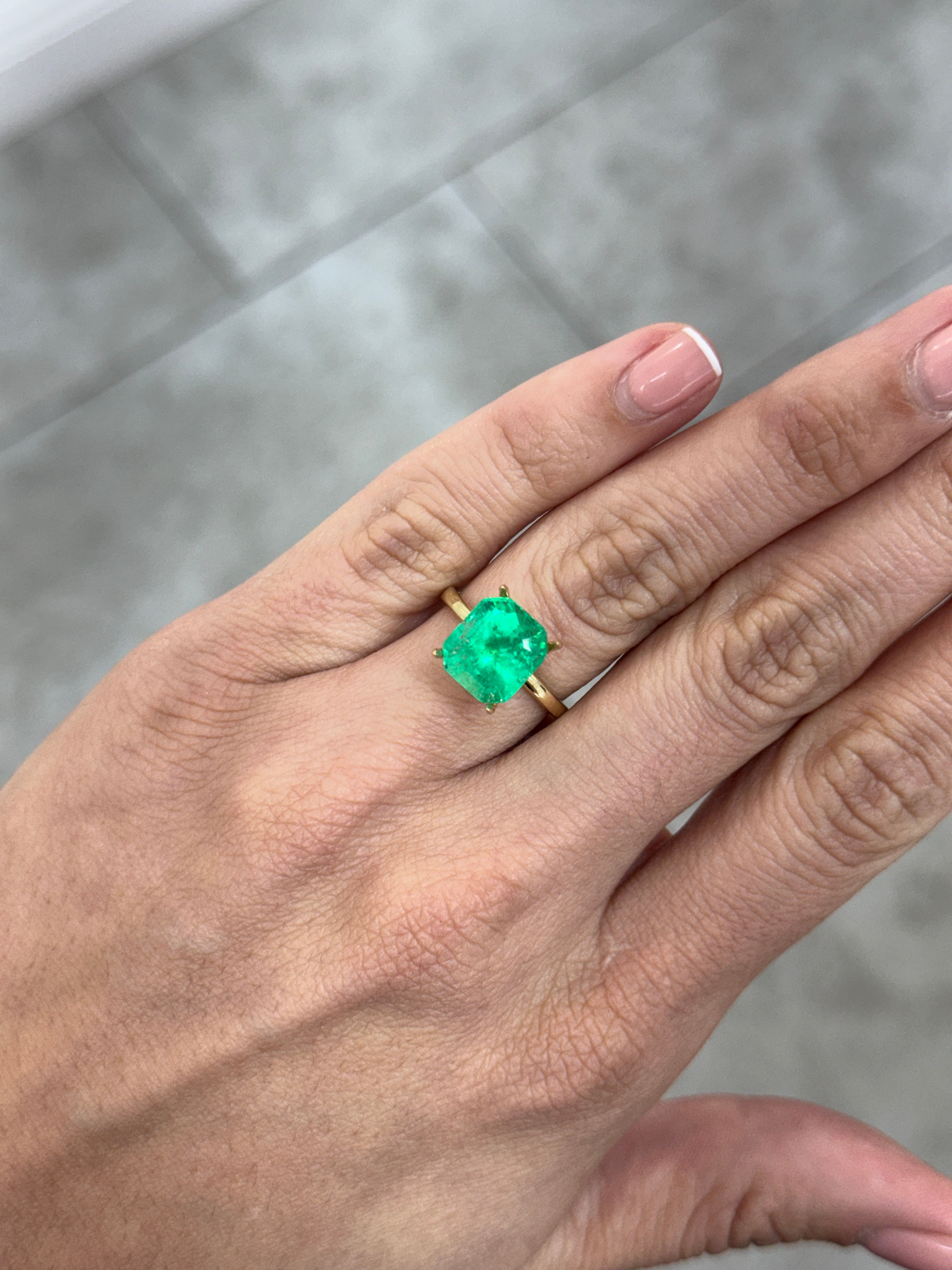 5.08 Carat 11x9.5 Chunky 1.20 Ratio Glowing Colombian Emerald-Emerald Cut