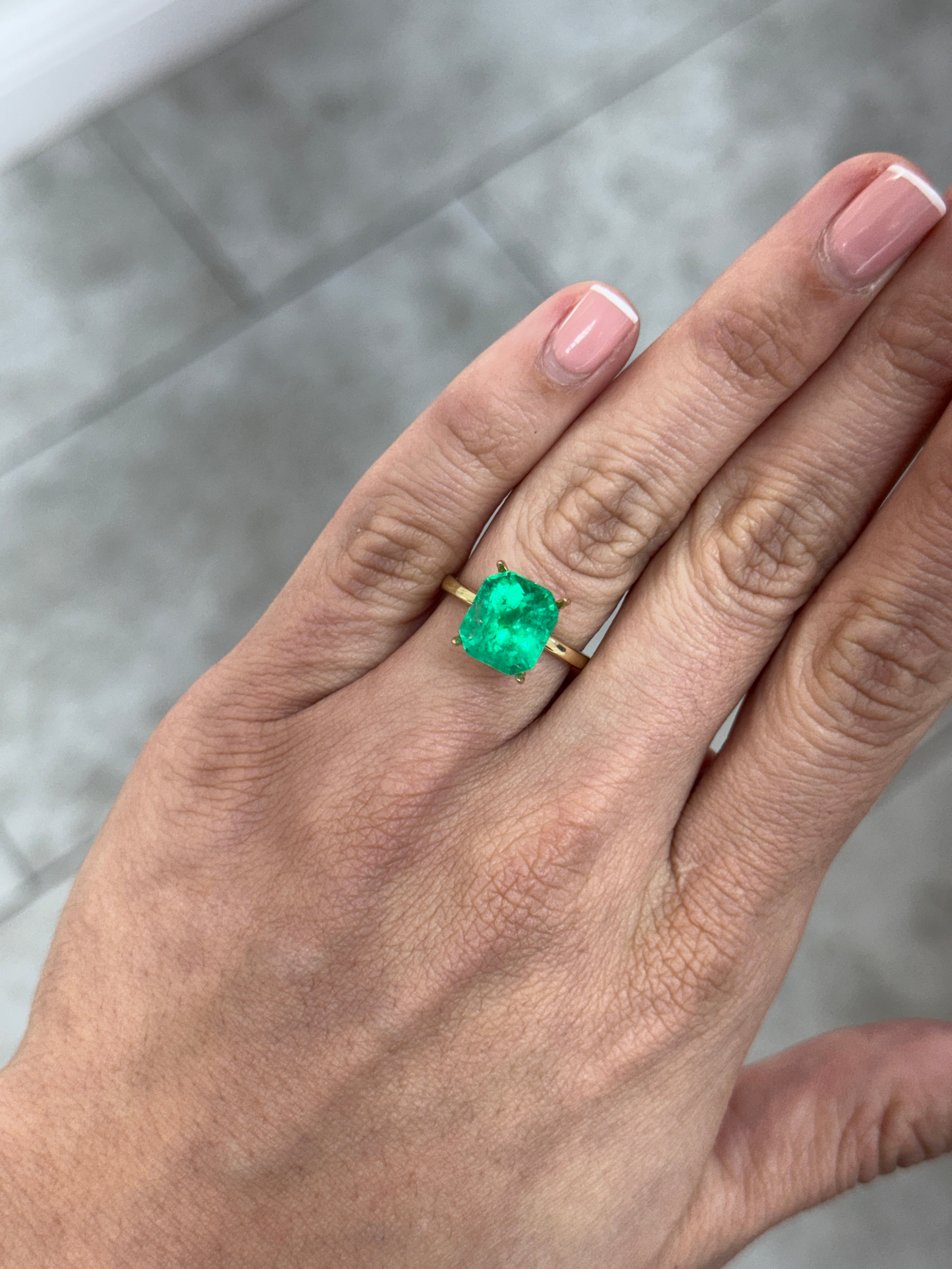 5.08 Carat 11x9.5 Chunky 1.20 Ratio Glowing Colombian Emerald-Emerald Cut