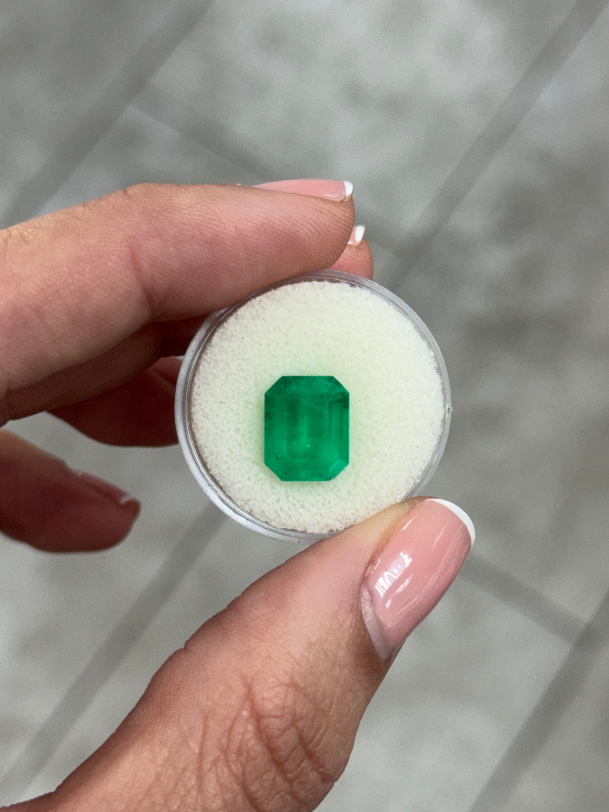 5.17 Carat 11x9 Silky Green Natural Loose Colombian- Emerald Cut