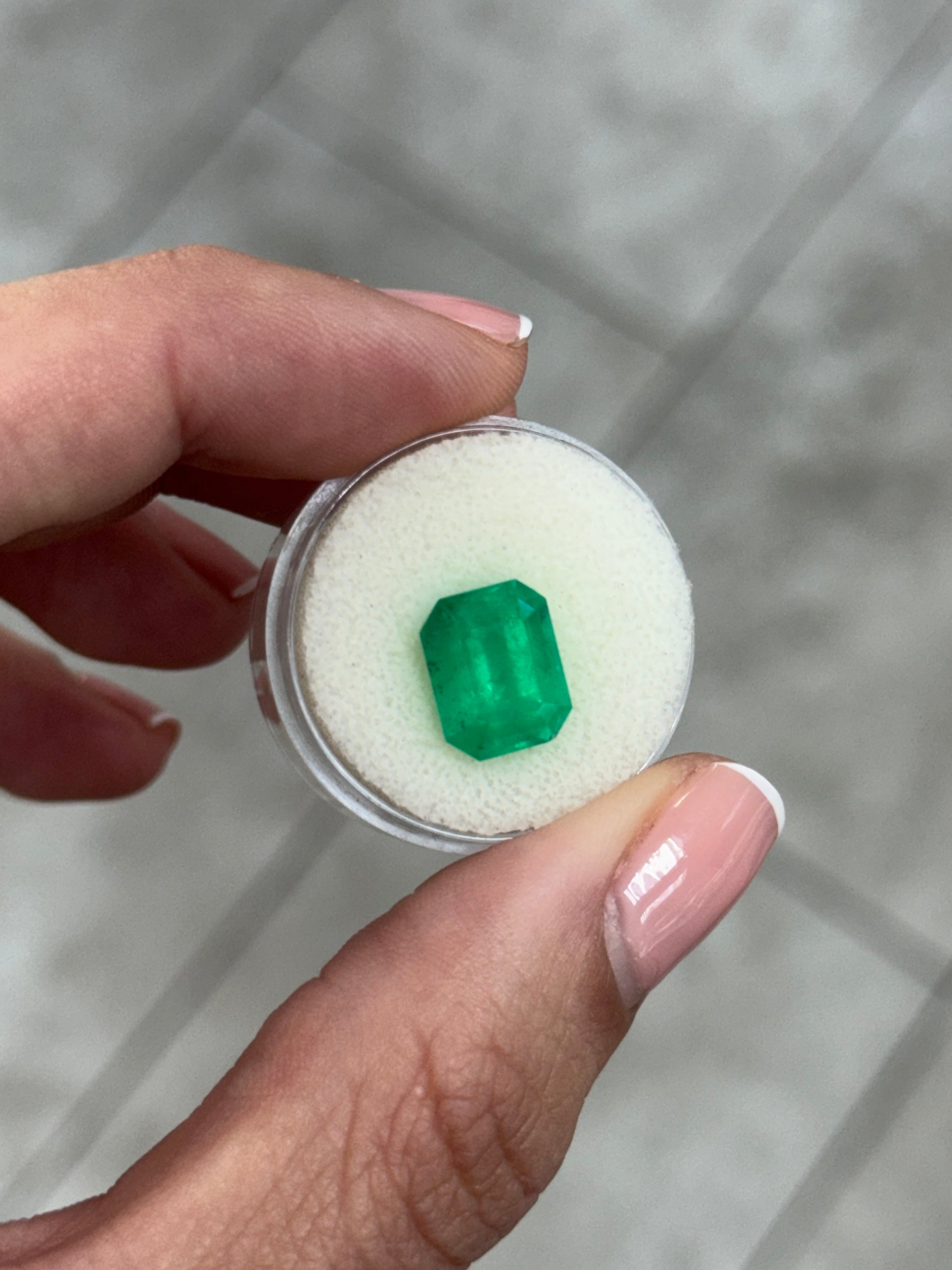 5.17 Carat 11x9 Silky Green Natural Loose Colombian- Emerald Cut