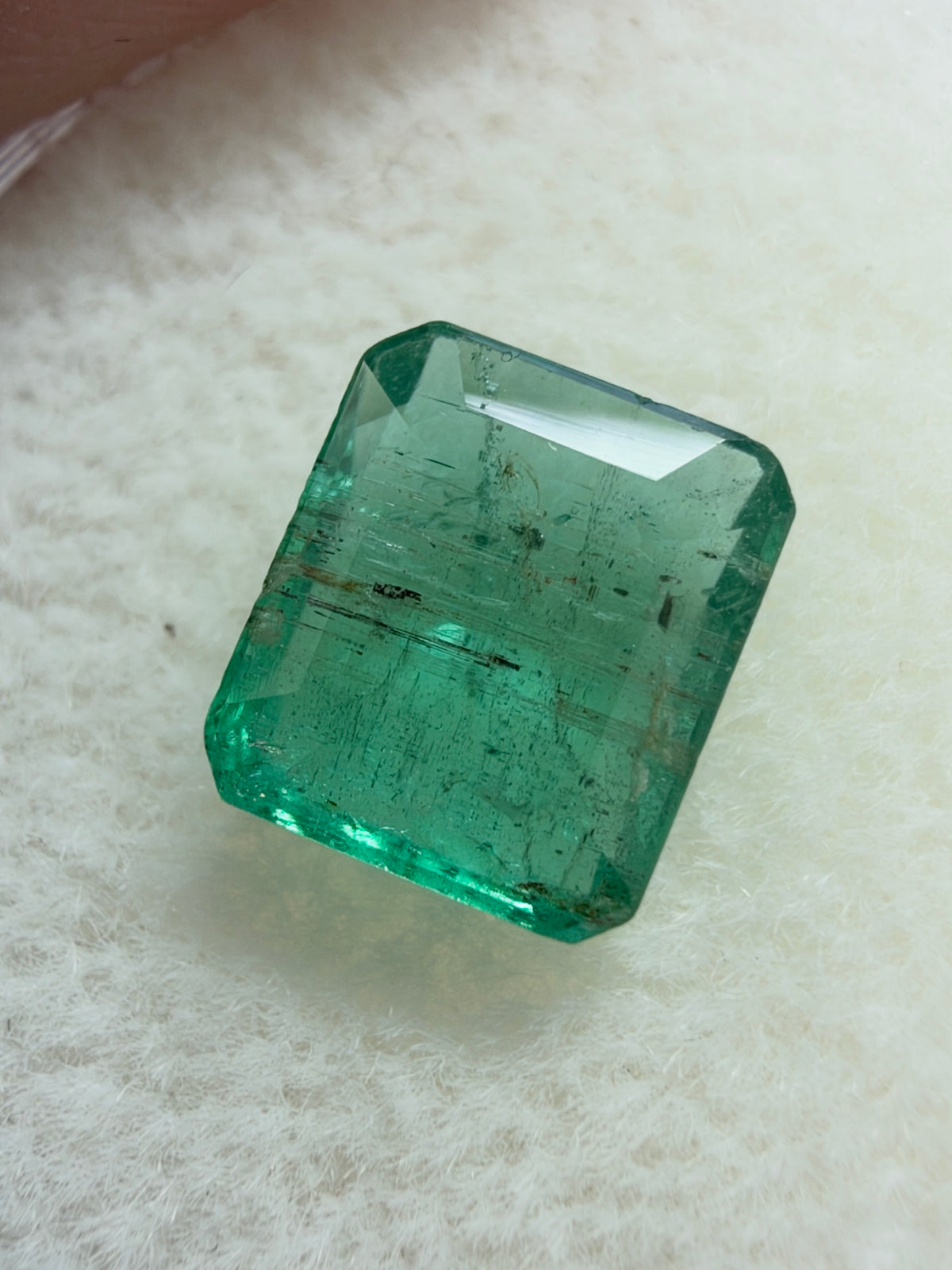 1.70 Carat 7.3×6.5 Blue-Green Genuine Natural Loose Emerald-Asscher Cut
