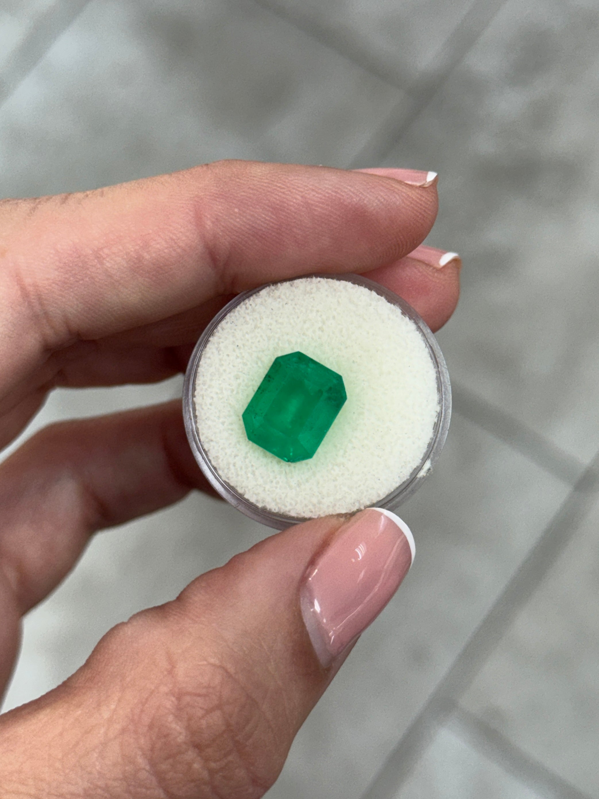5.17 Carat 11x9 Silky Green Natural Loose Colombian- Emerald Cut