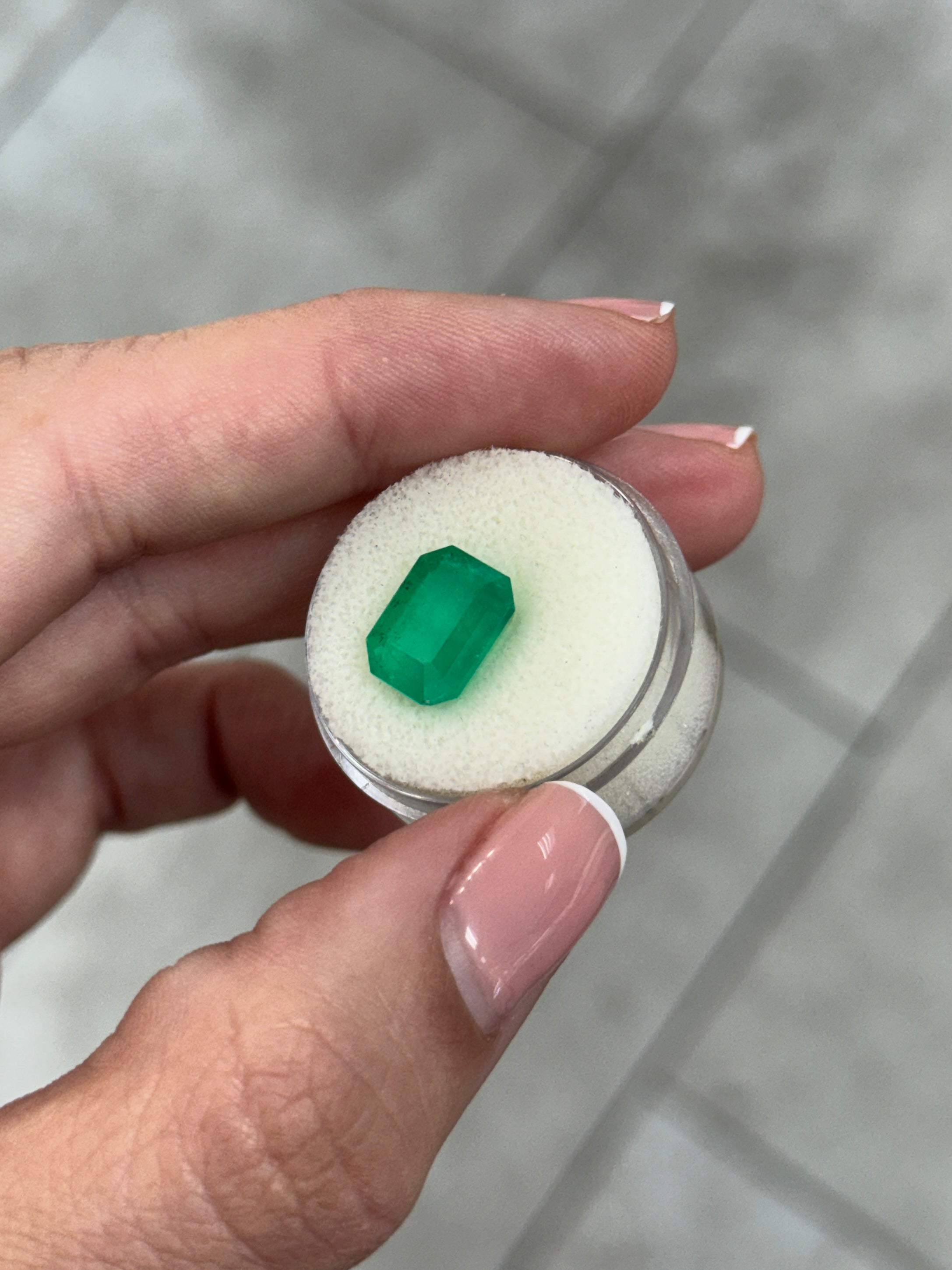 5.17 Carat 11x9 Silky Green Natural Loose Colombian- Emerald Cut