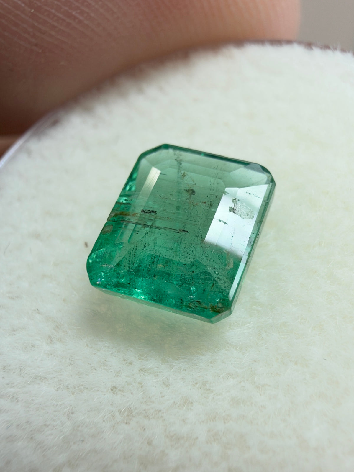 1.70 Carat 7.3×6.5 Blue-Green Genuine Natural Loose Emerald-Asscher Cut