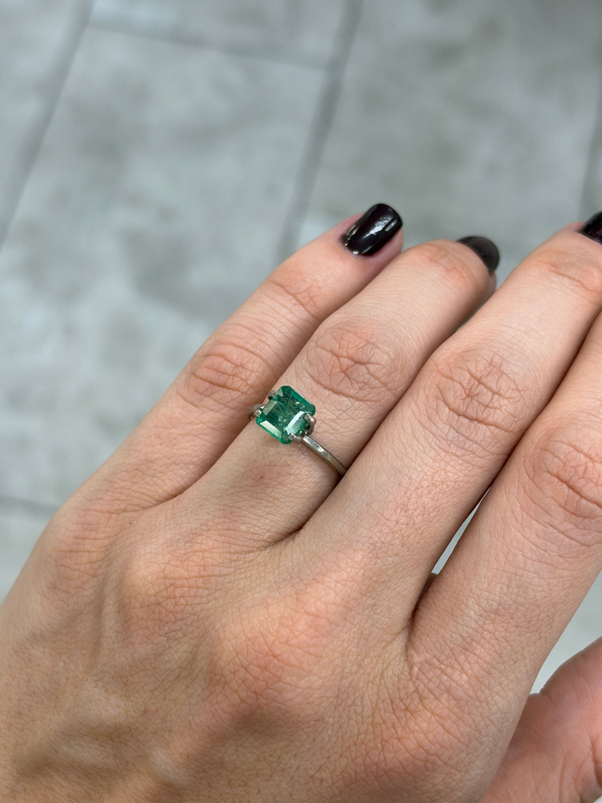 1.70 Carat 7.3×6.5 Blue-Green Genuine Natural Loose Emerald-Asscher Cut