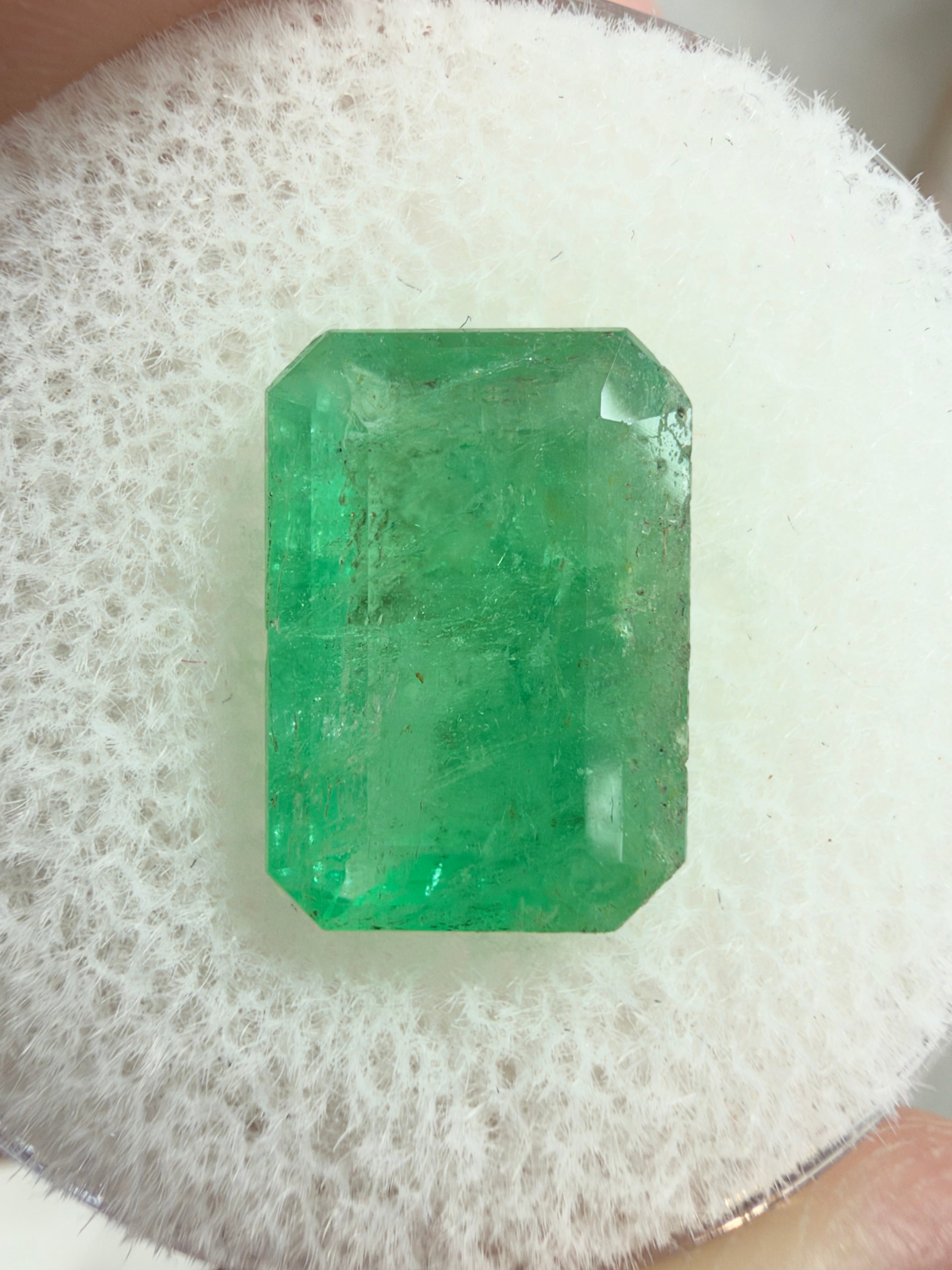 3.54 carat 11.8x8.3 Earthy Green Loose Colombian Emerald Cut