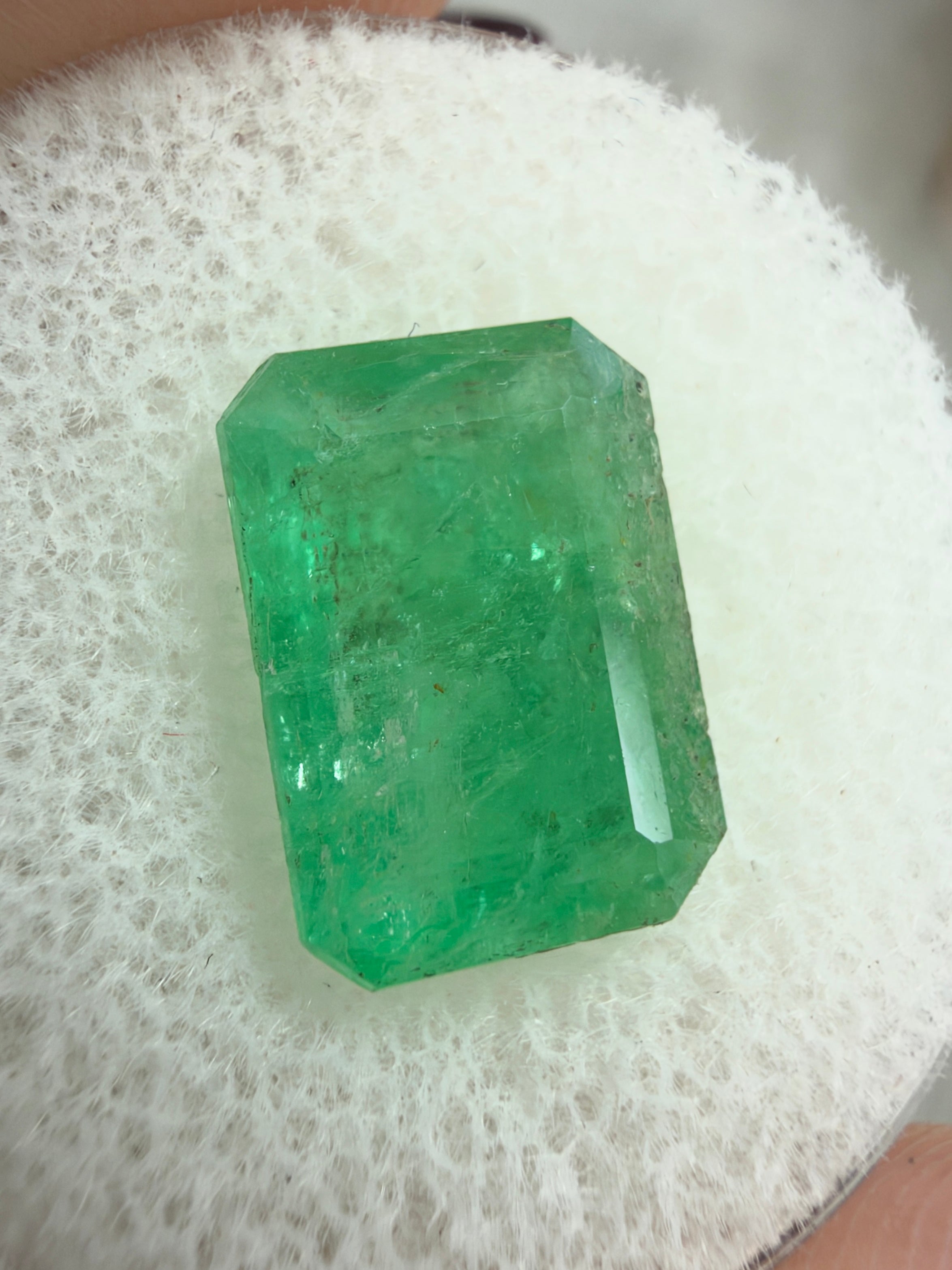 3.54 carat 11.8x8.3 Earthy Green Loose Colombian Emerald Cut