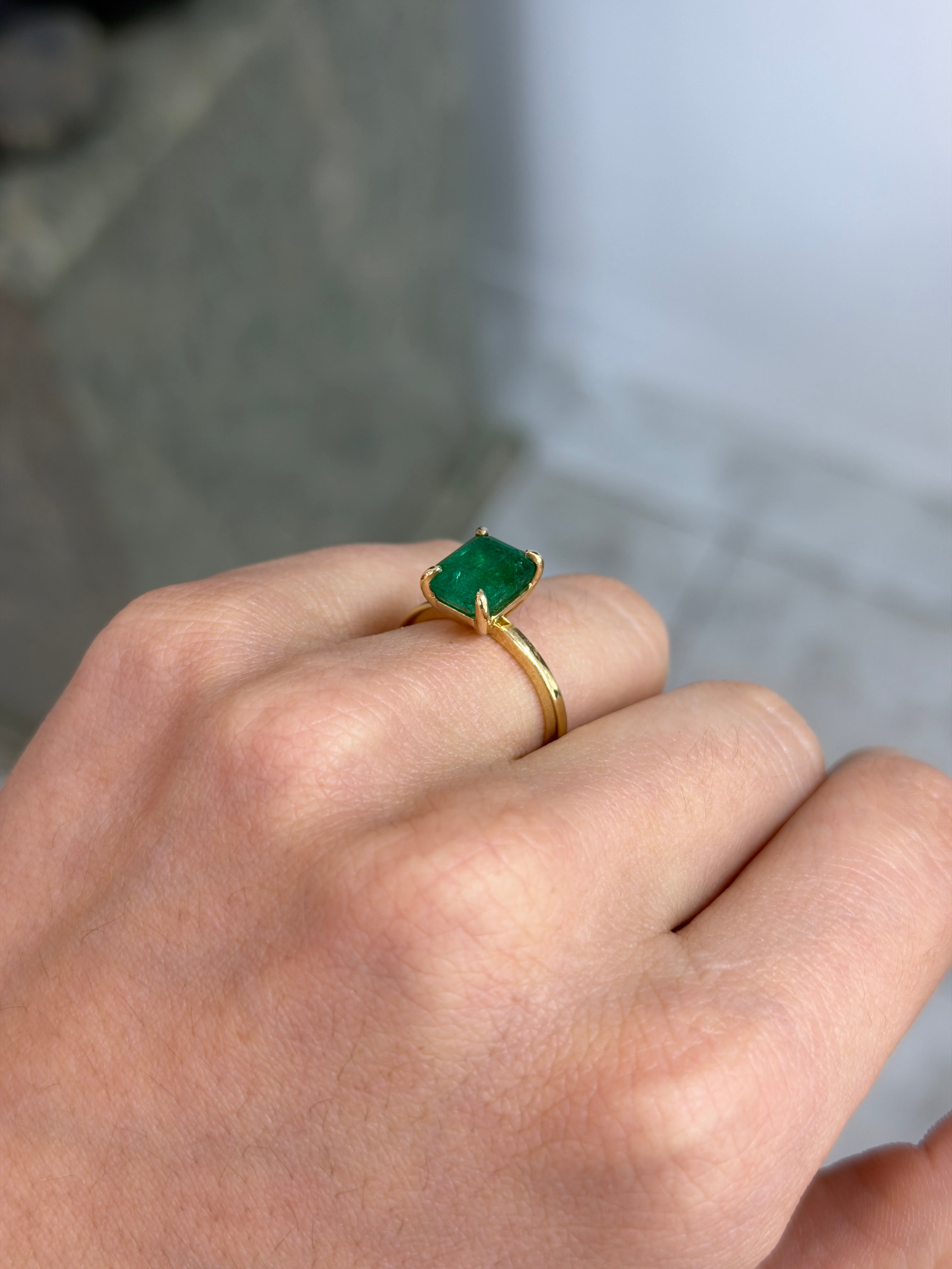 4.0tcw 14K Dark Green Emerald & Diamond 2-in-1 Convertible Three Stone Ring