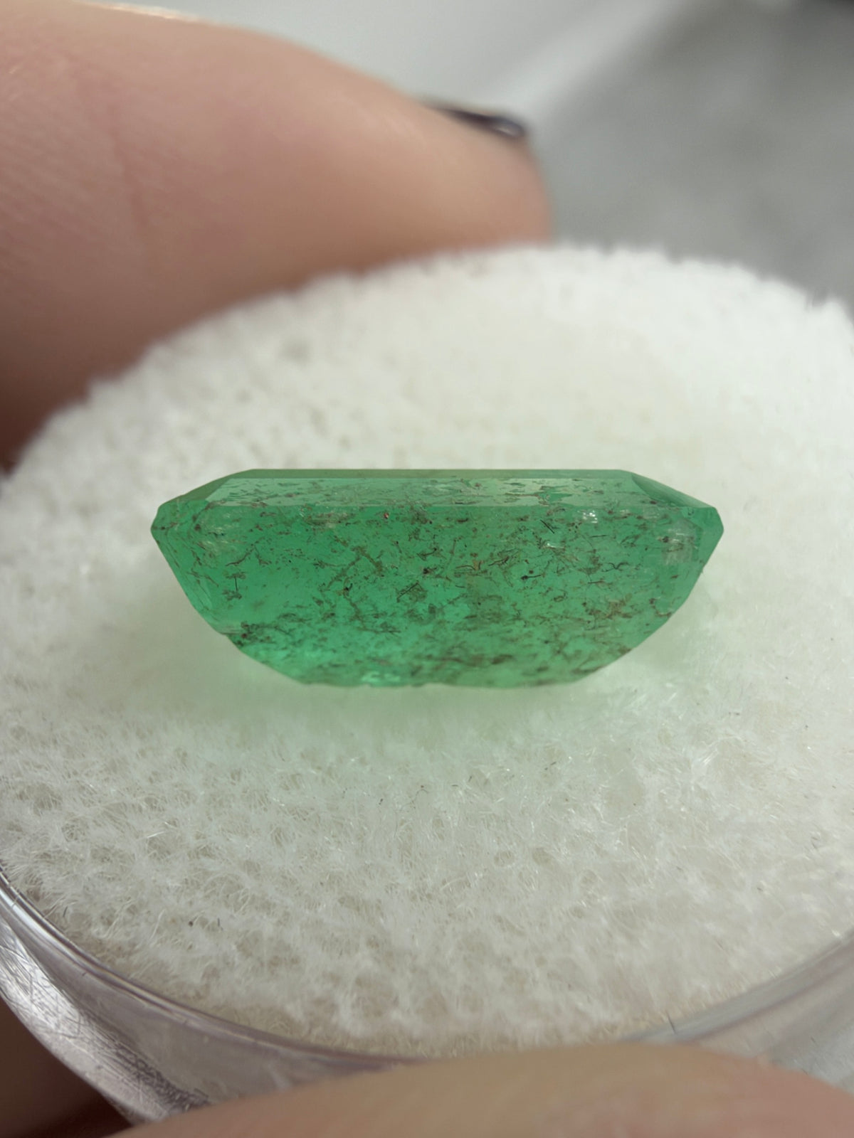 3.54 carat 11.8x8.3 Earthy Green Loose Colombian Emerald Cut