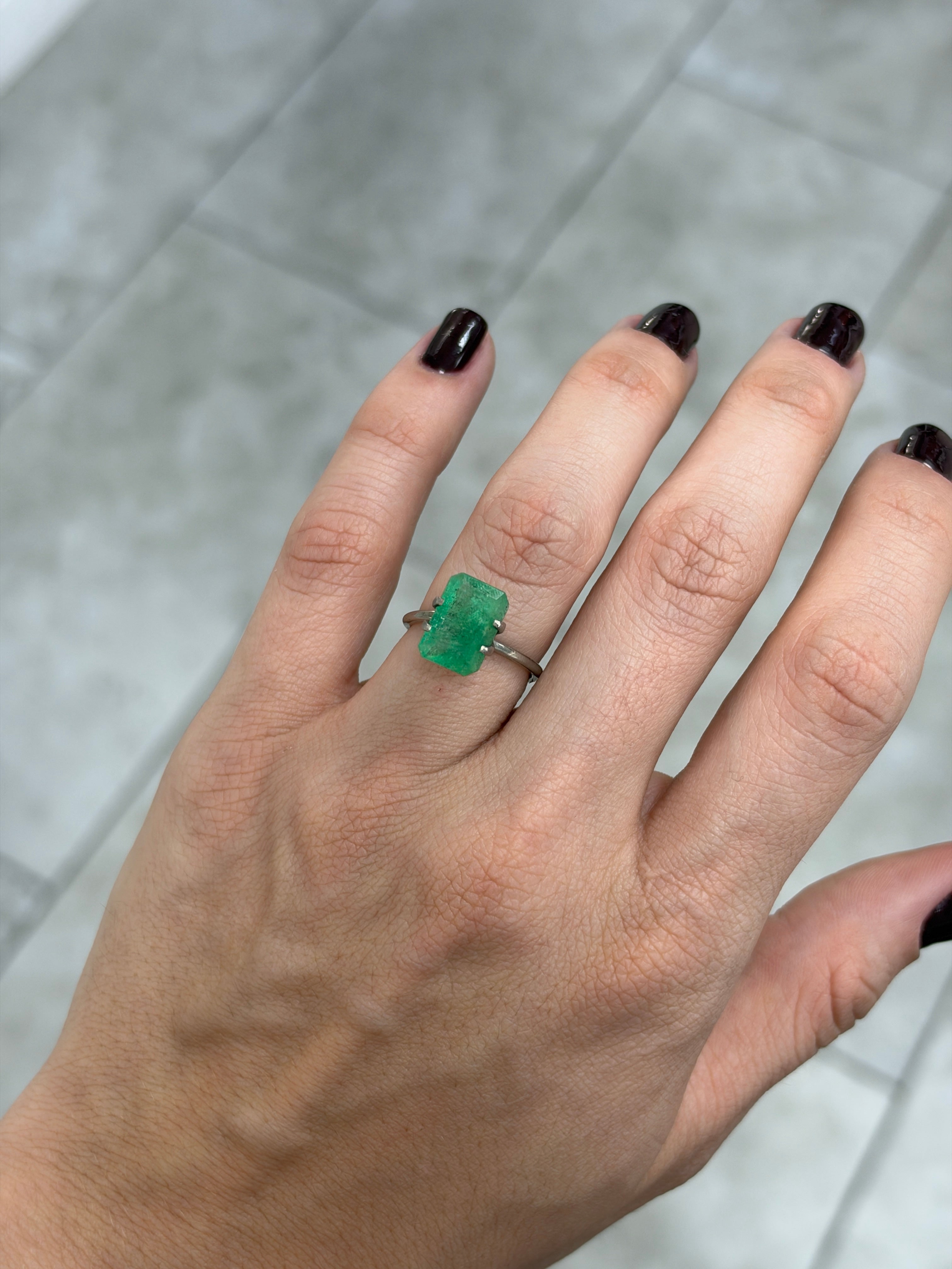 3.54 carat 11.8x8.3 Earthy Green Loose Colombian Emerald Cut