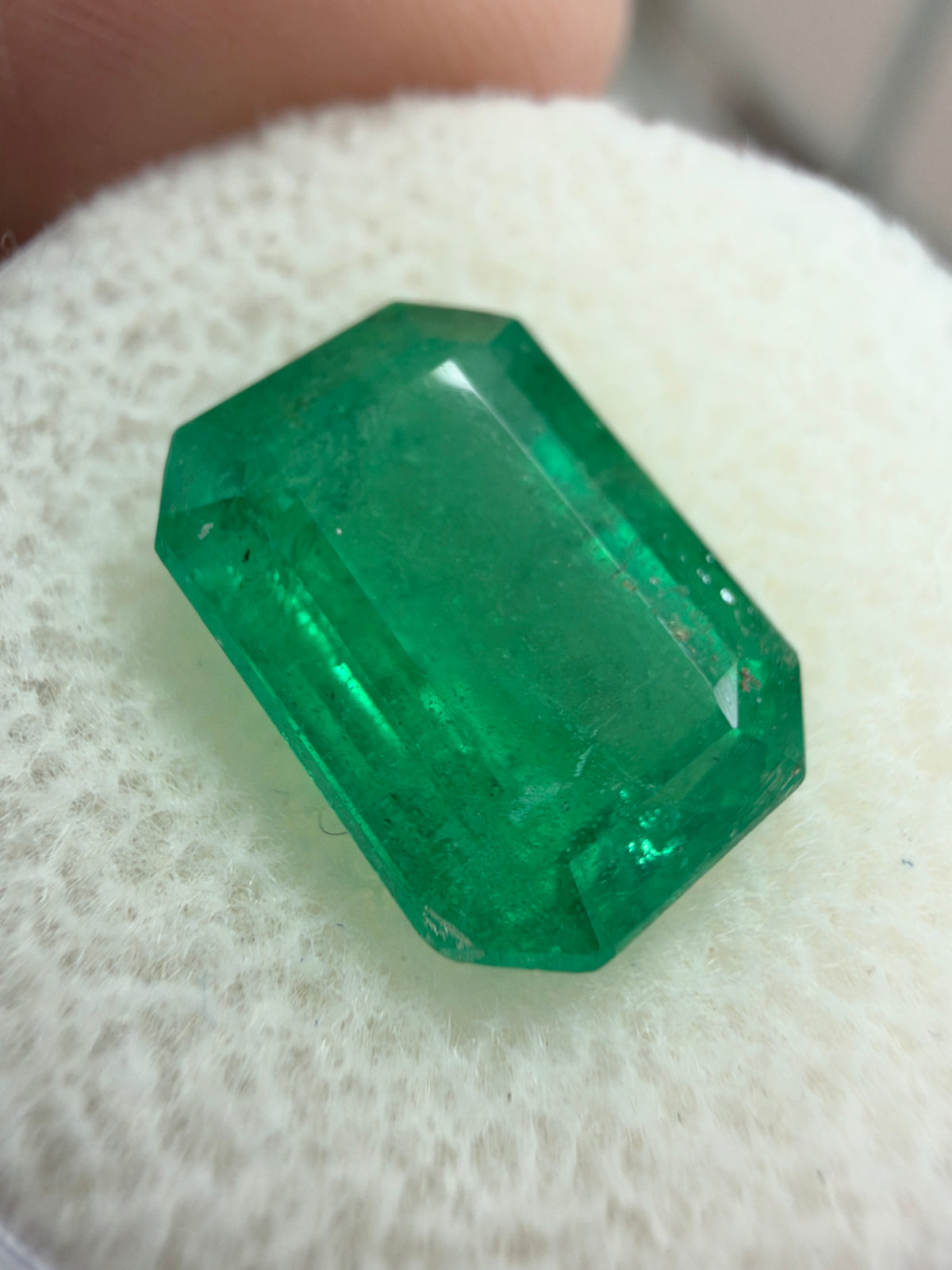 5.41 carat 12.5×8.8 Elongated Emerald Cut Zambian Emerald