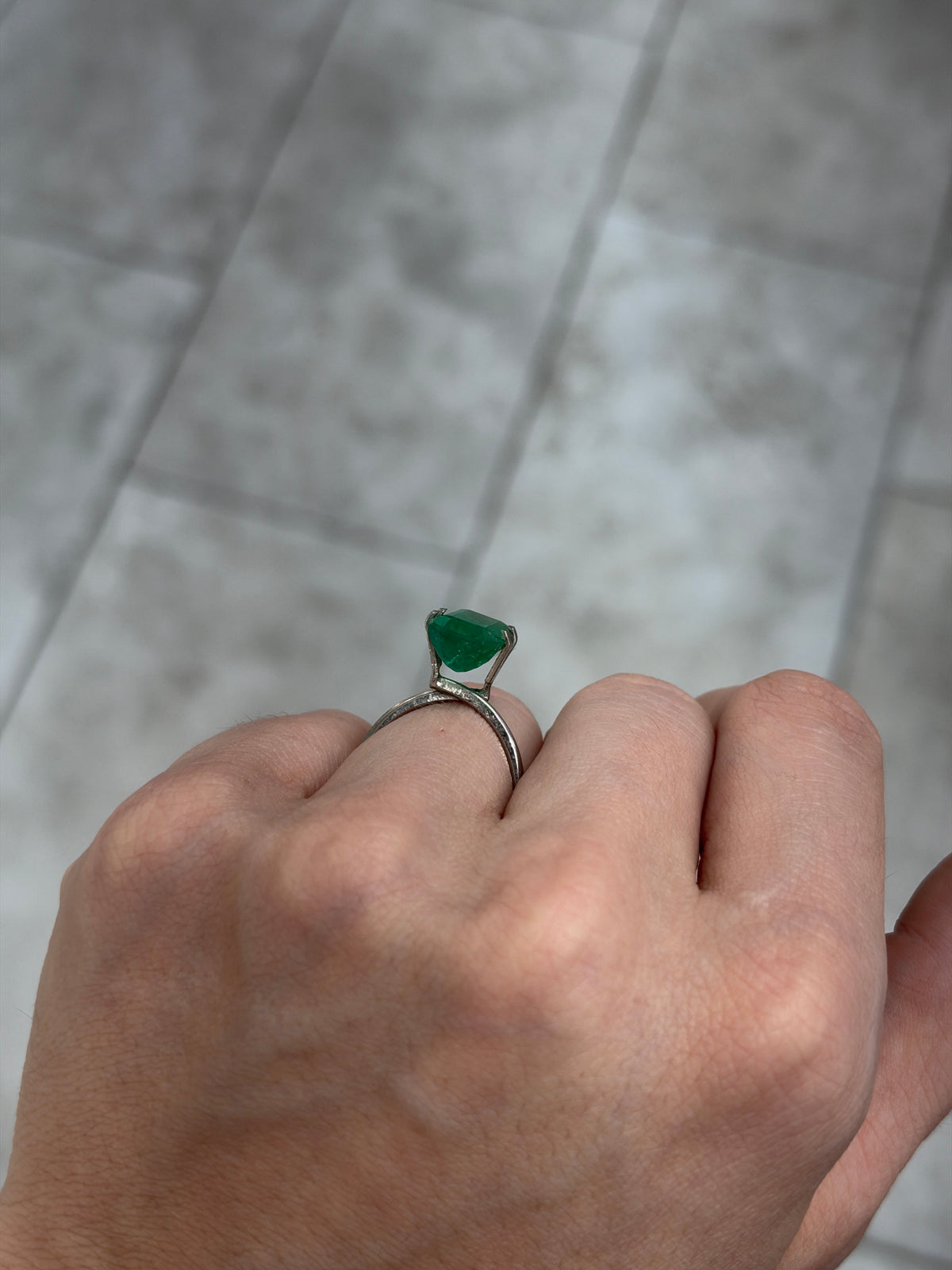 5.41 carat 12.5×8.8 Elongated Emerald Cut Zambian Emerald