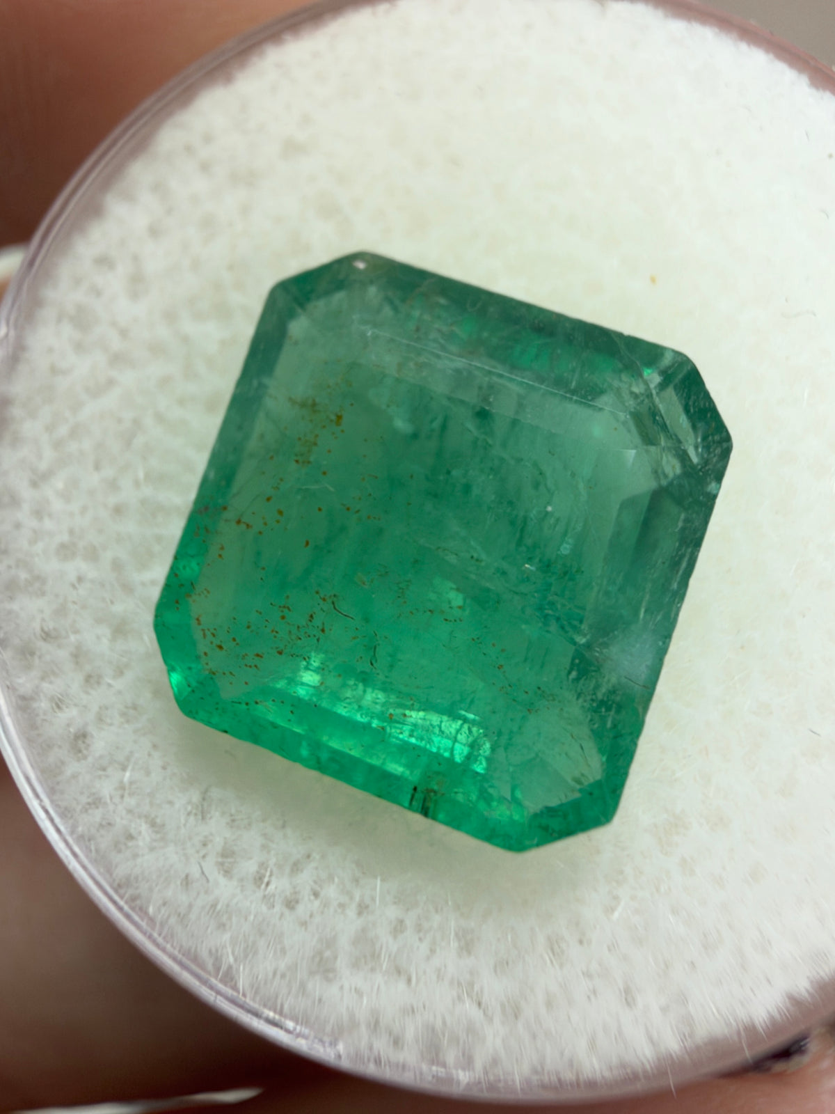 7.14 Carat 12×11.6 Zambian Bluish-Green Large Natural Loose Emerald- Asscher Cut