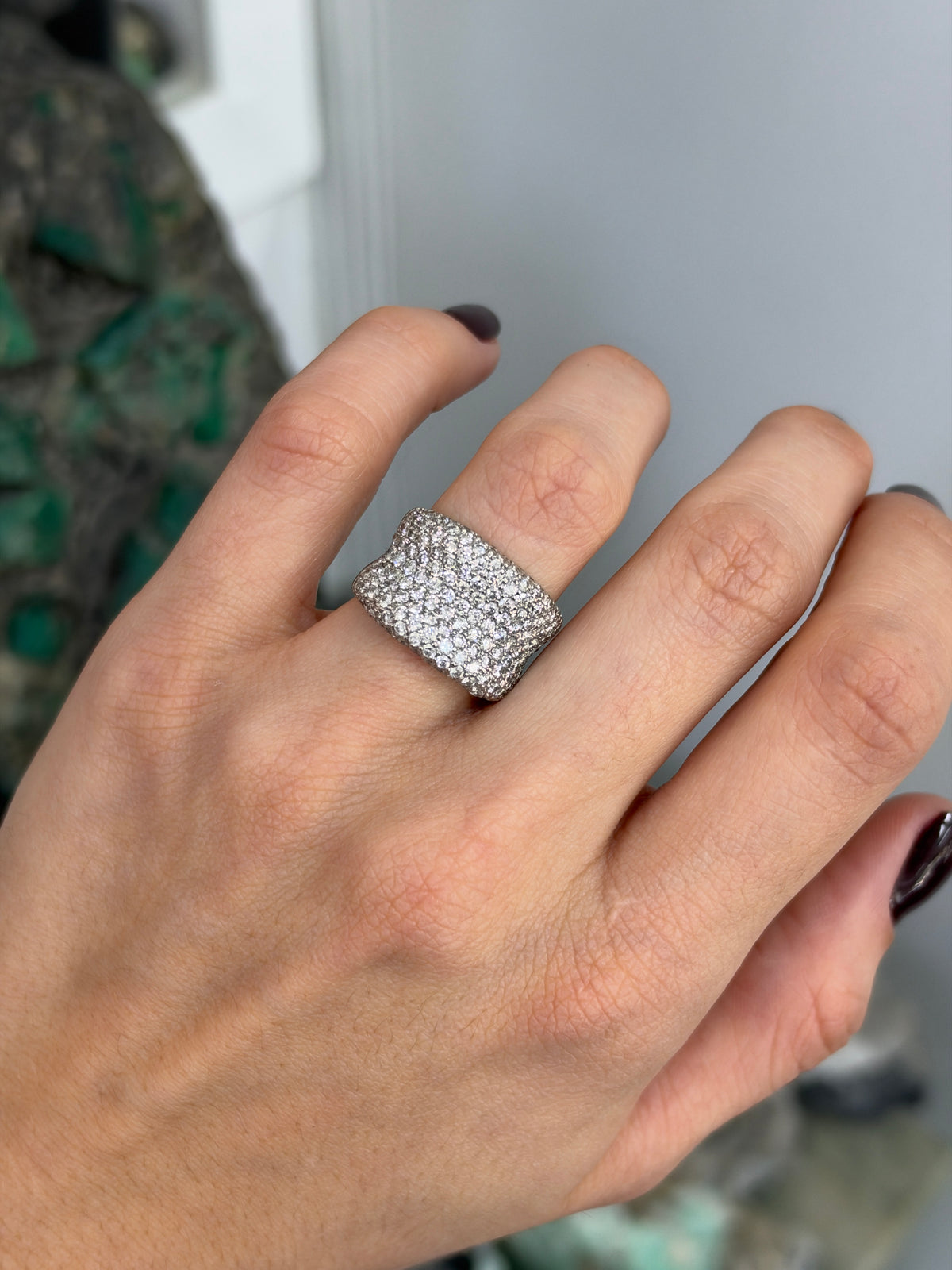 3.90tcw 15mm Ultra Wide Concave Pave Diamond Band 14K White Gold