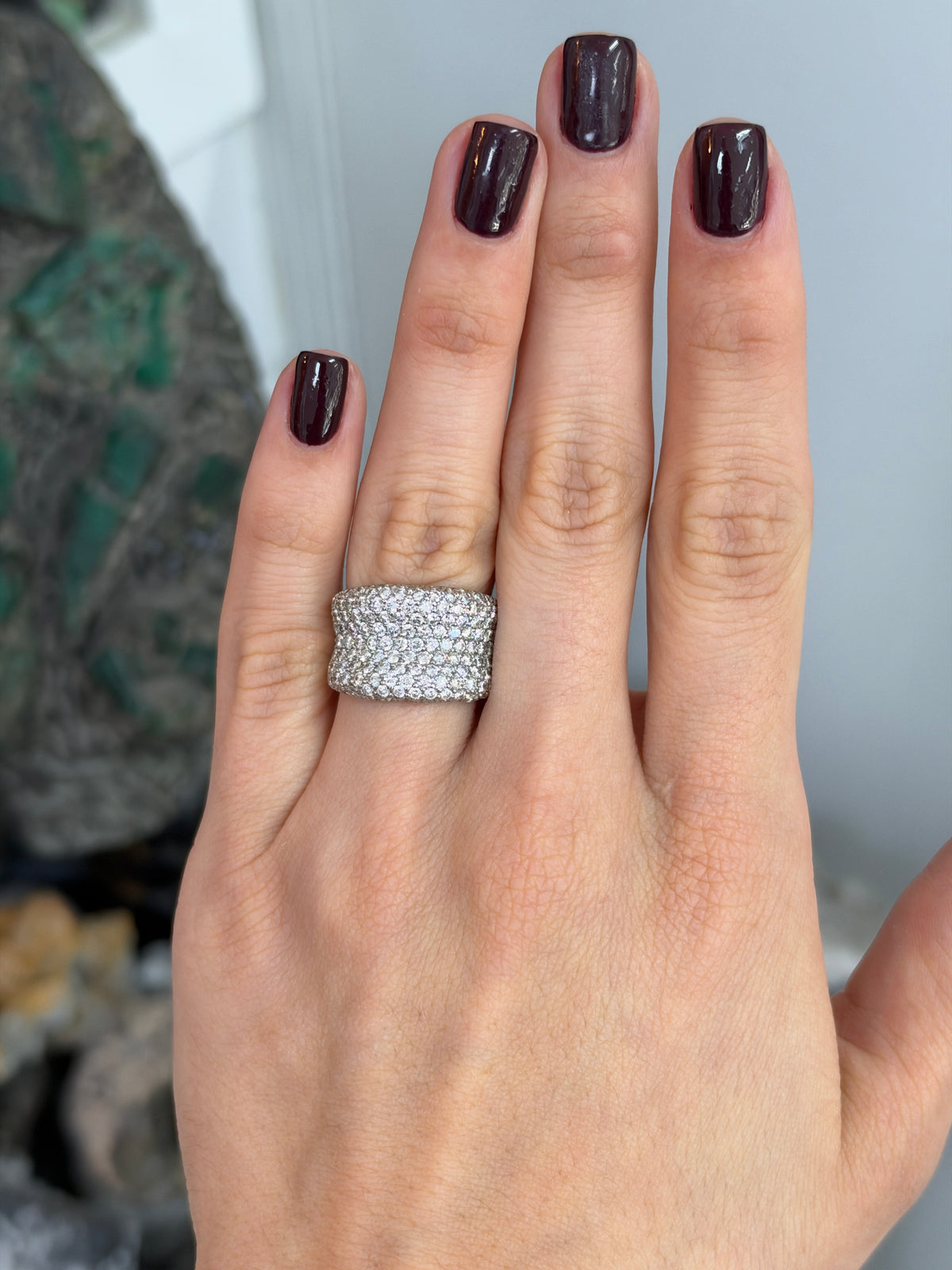3.90tcw 15mm Ultra Wide Concave Pave Diamond Band 14K White Gold