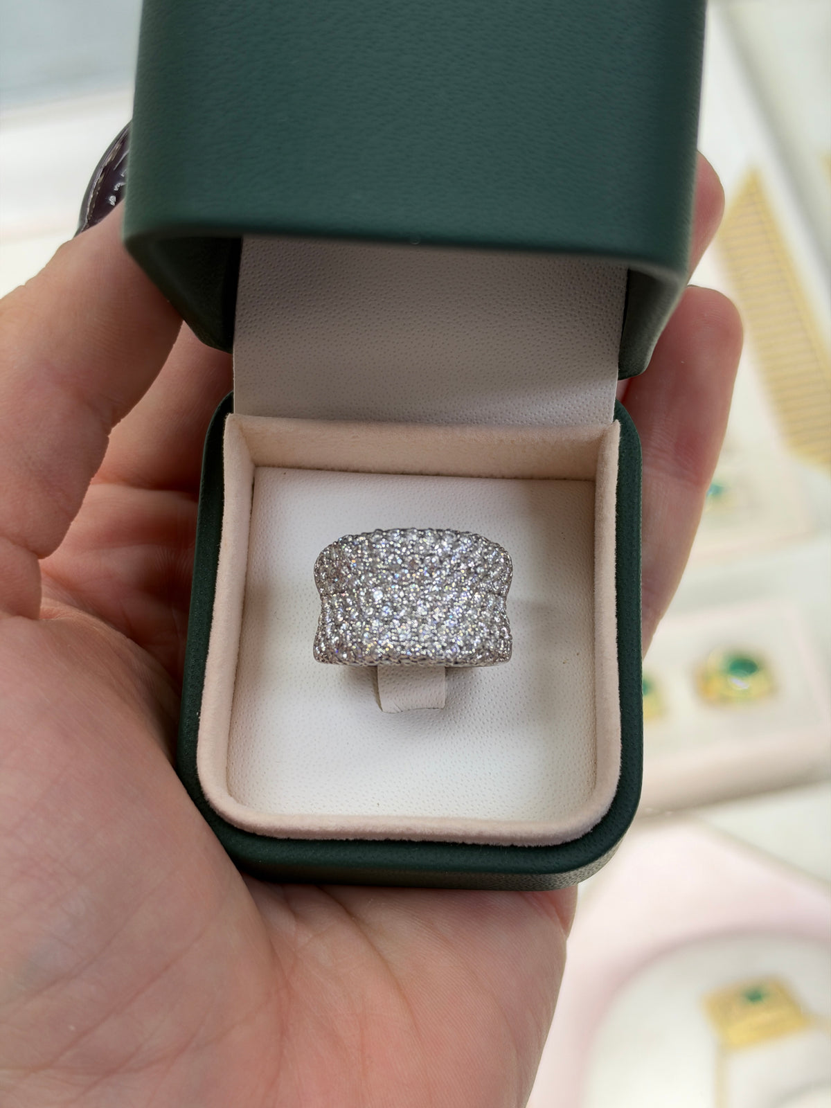3.90tcw 15mm Ultra Wide Concave Pave Diamond Band 14K White Gold