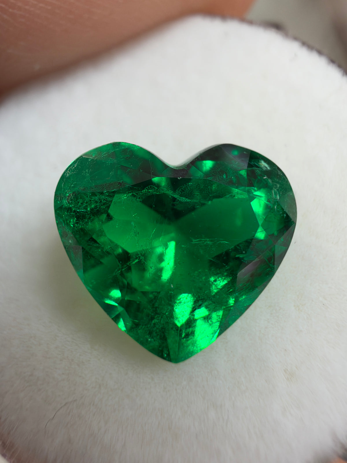 3.27 Carat 10x11 AAA+ Investment Grade Vivid Green Natural Loose Colombian Emerald-Heart Cut