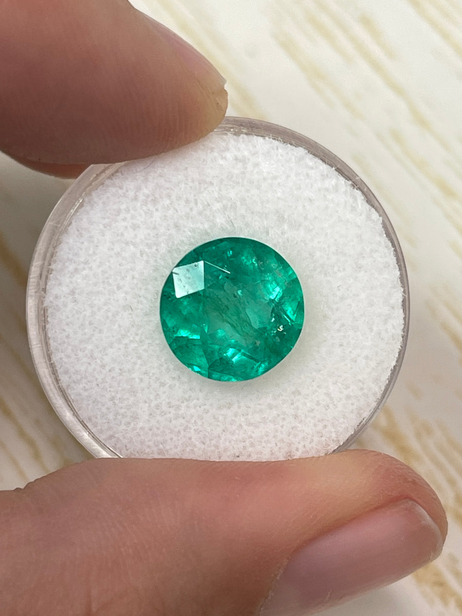 Natural Round Colombian Emerald - 4.50 Carat Bluish Green Beauty